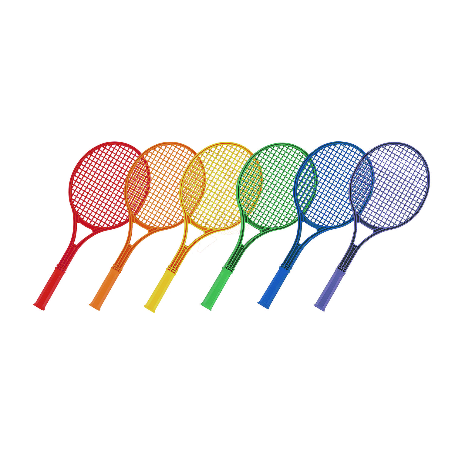 Plastic Tennis Racket Set, Six 21″ Rackets, Assorted Colors