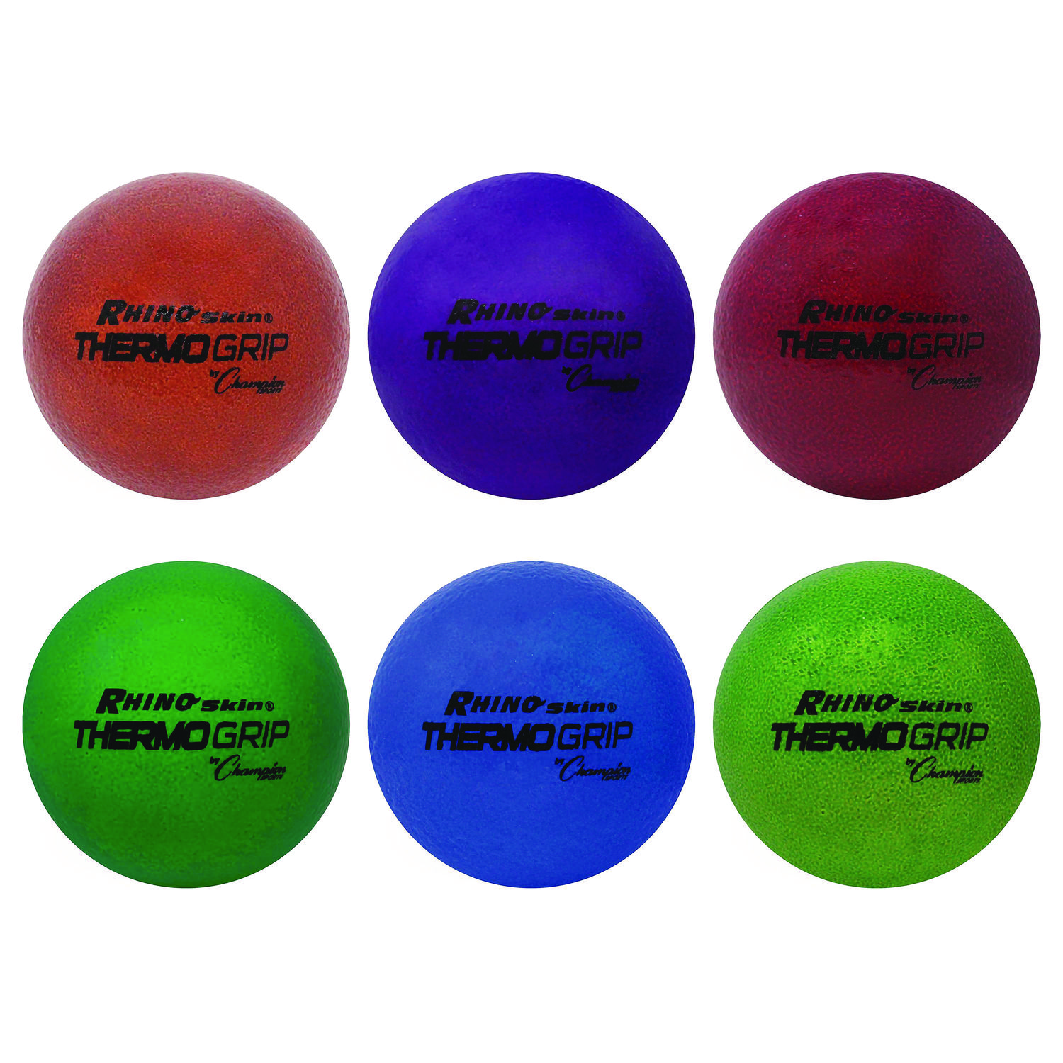 Rhino Skin Thermo Grip Dodgeball Set, 6.3″ Diameter, Assorted Colors, 6/Set