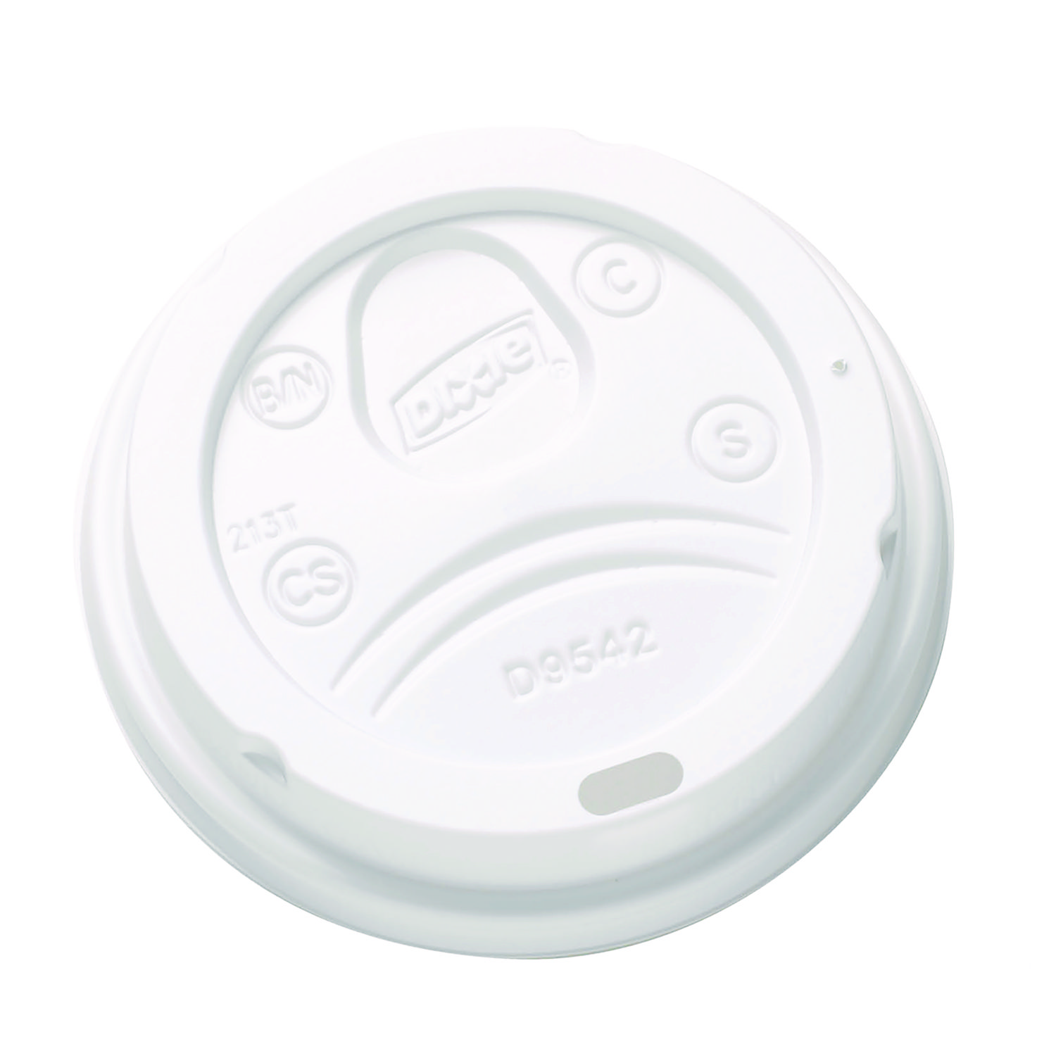 Dome Drink-Thru Lids, Fits 10 oz to 16 oz Hot Cups, Plastic, White, 1,000/Carton