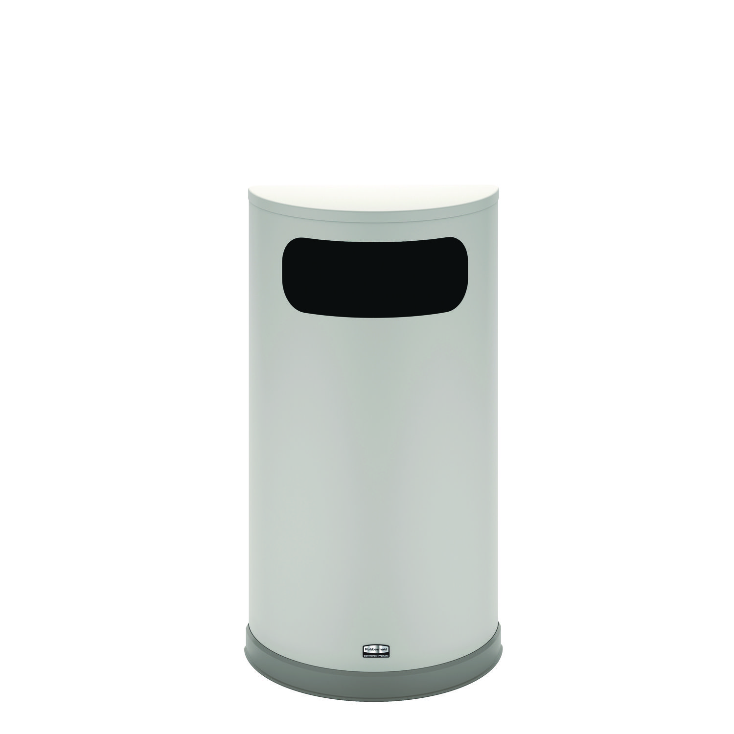 European and Metallic Series Half-Round Waste Receptacle, 9 gal, Steel, Satin Stainless