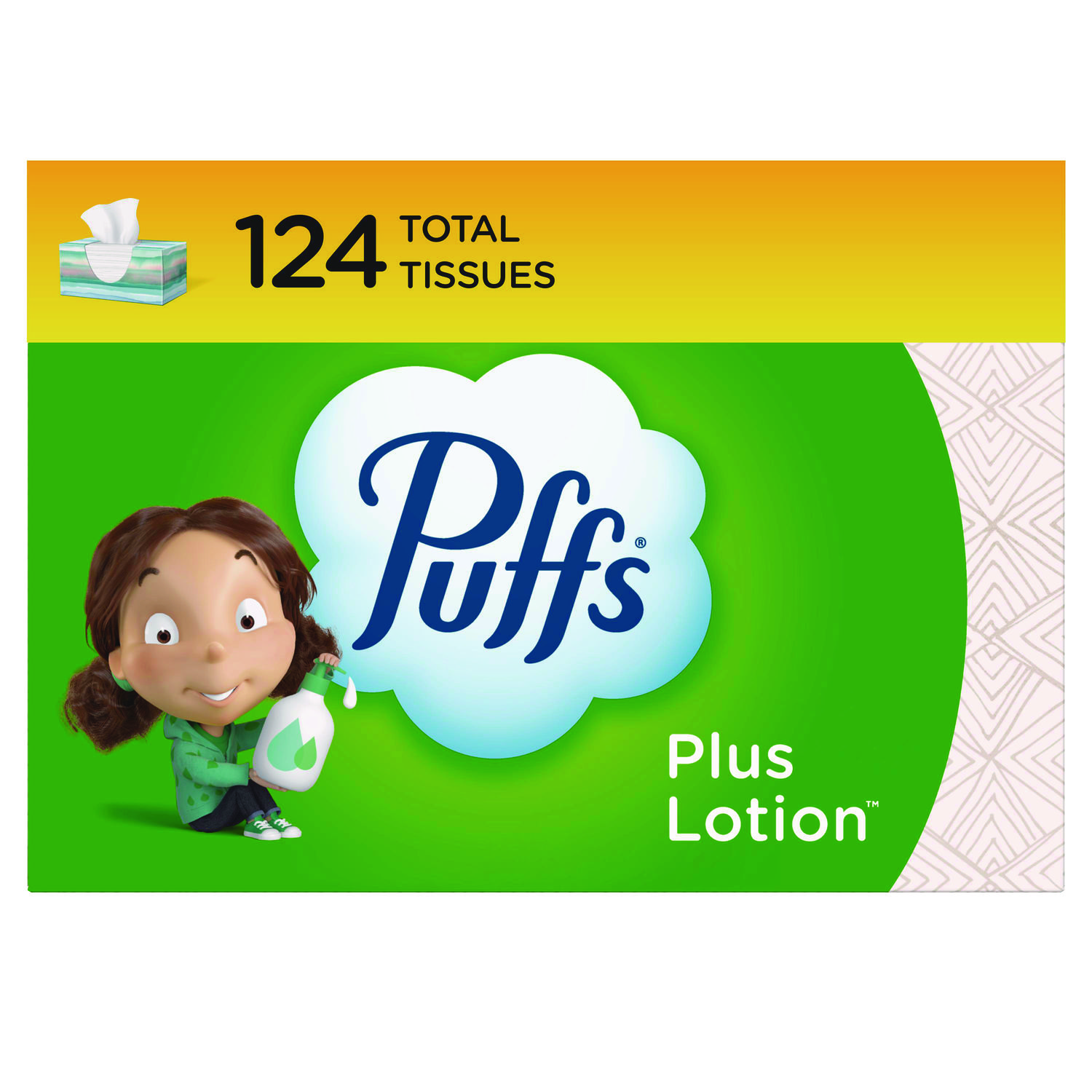 Plus Lotion Facial Tissue, 2-Ply, White, 124 Sheets/Box, 24 Boxes/Carton