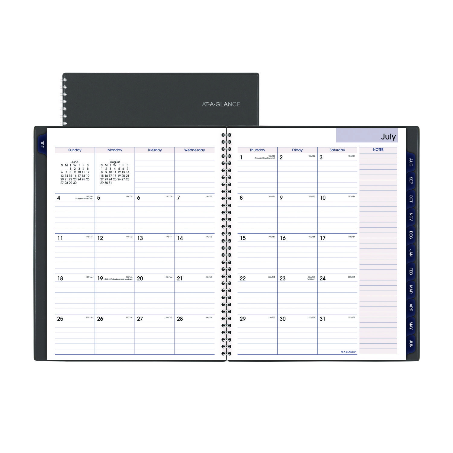 DayMinder Academic Weekly/Monthly Desktop Planner, 11 x 8.5, Charcoal Cover, 12-Month (July to June): 2024 to 2025