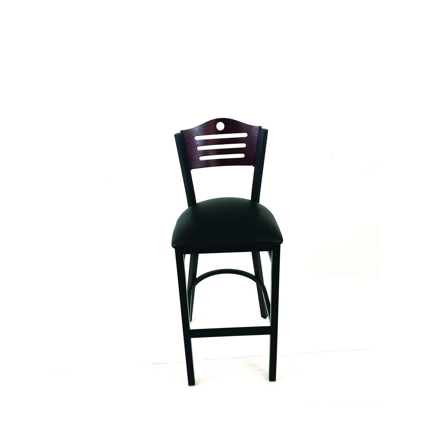 JMC Furniture Eagle Series Barstool, Supports Up to 300 lb, 28.5 Seat Height, Black Seat, Dark Mahogany Back, Black Base