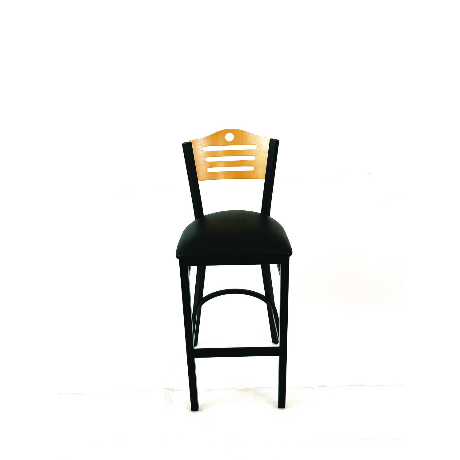 JMC Furniture Eagle Series Barstool, Supports Up to 300 lb, 28.5 Seat Height, Black Seat, Natural Back, Black Base