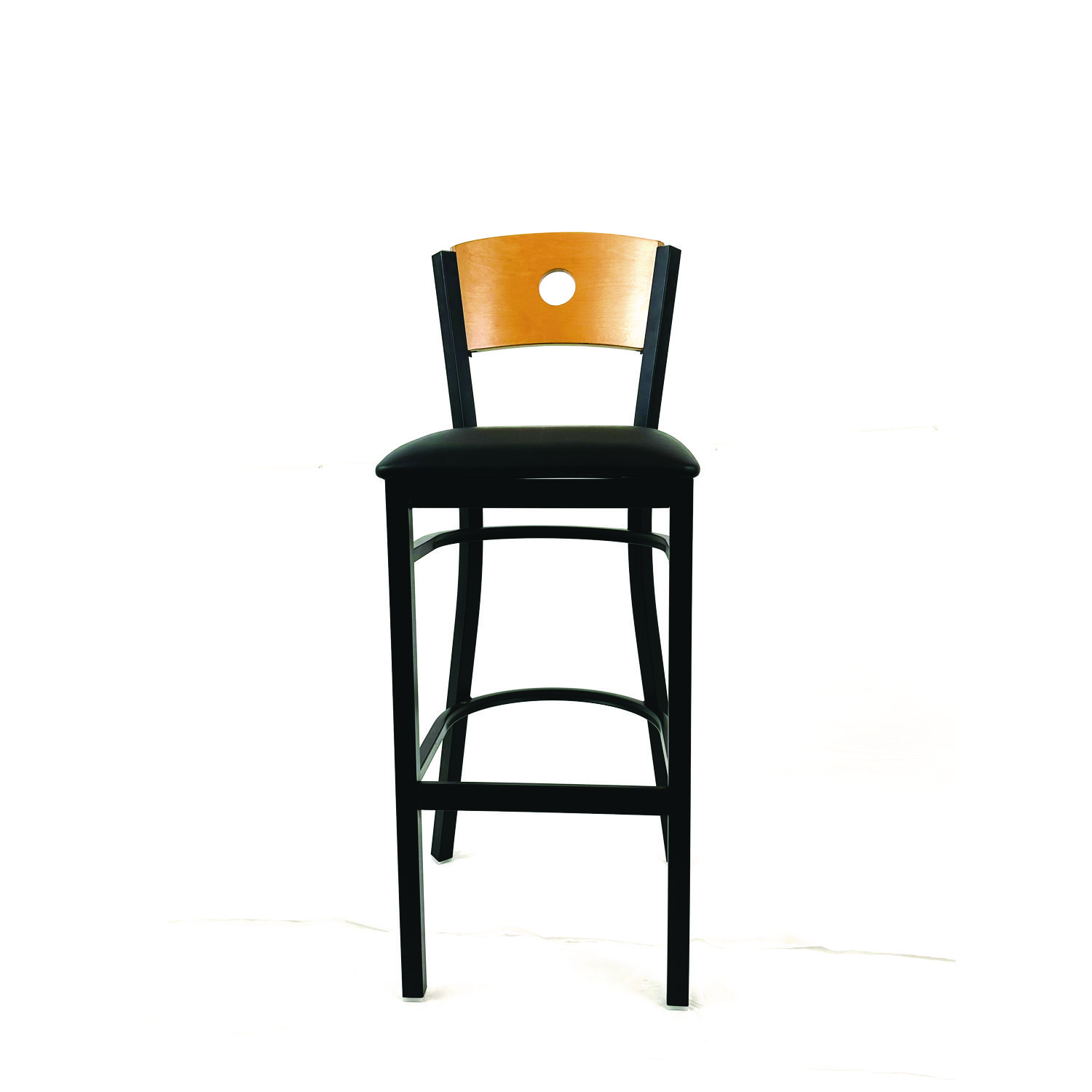 JMC Furniture Circle Series Barstool, Supports Up to 300 lb, 28.5 Seat Height, Black Seat, Natural Back, Black Base