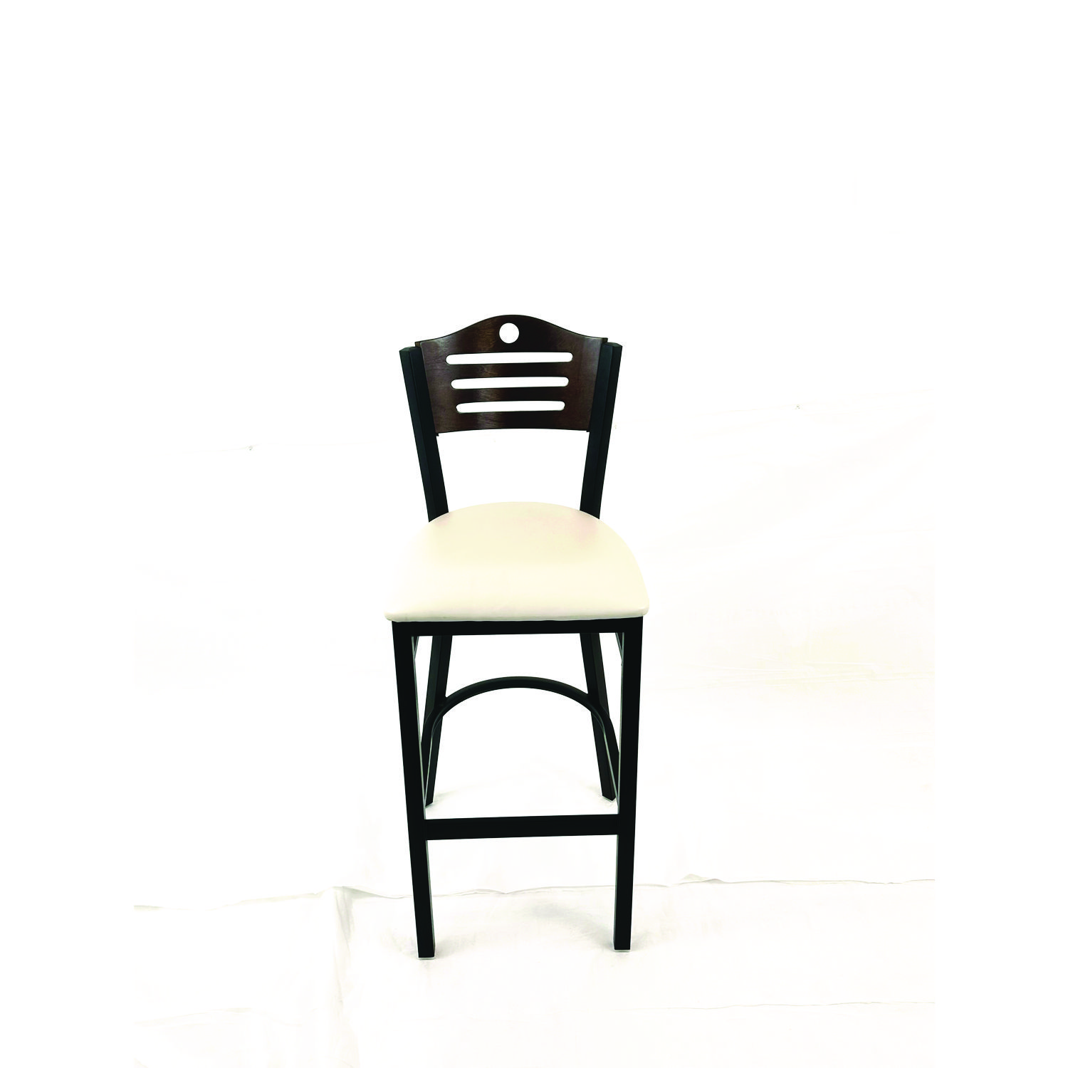 JMC Furniture Eagle Series Barstool, Supports Up to 300 lb, 28.5 Seat Height, Cream Seat, Dark Walnut Back, Black Base