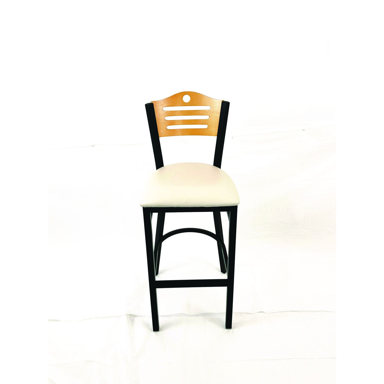 JMC Furniture Eagle Series Barstool, Supports Up to 300 lb, 28.5 Seat Height, Cream Seat, Natural Back, Black Base