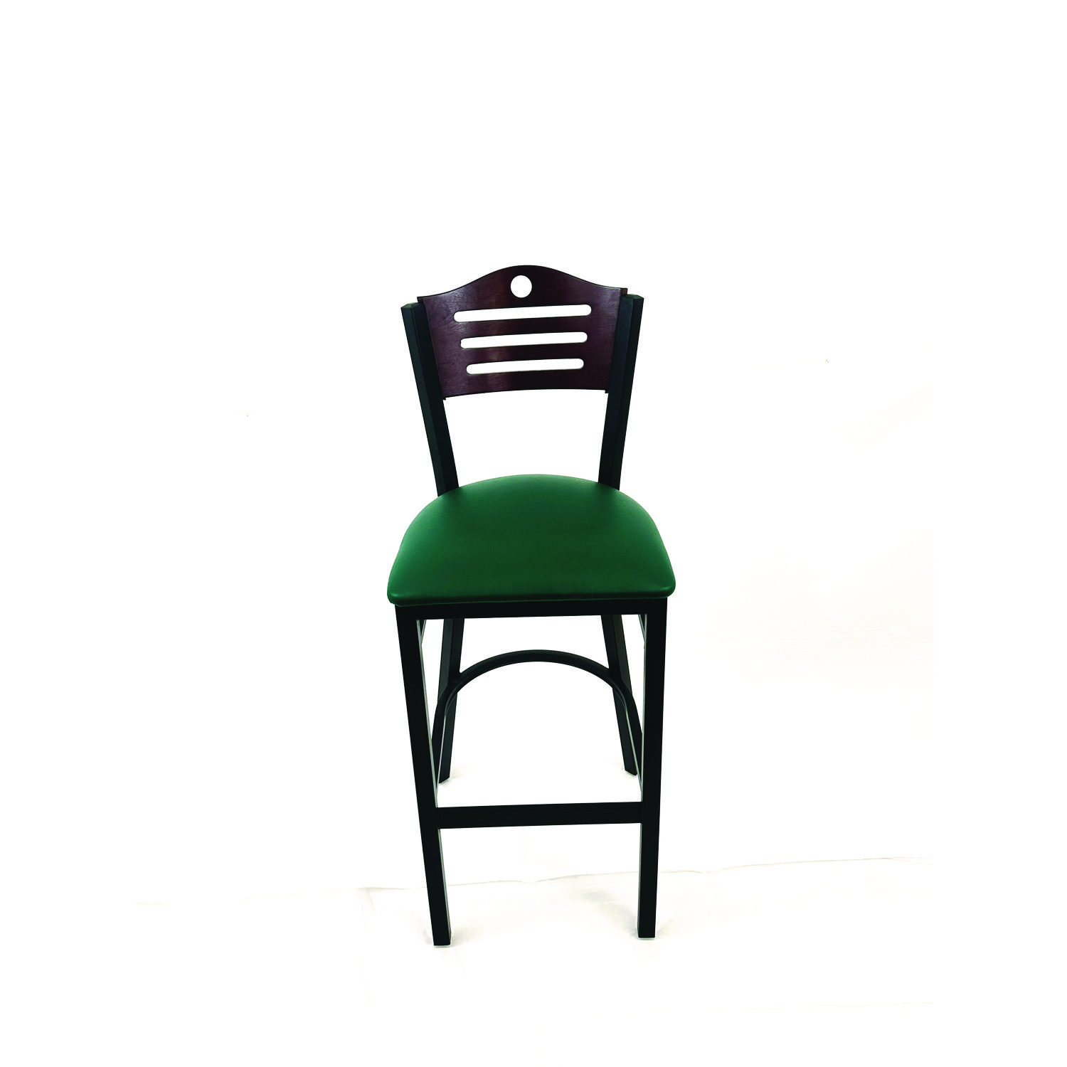 JMC Furniture Eagle Series Barstool, Supports Up to 300 lb, 28.5 Seat Height, Green Seat, Dark Mahogany Back, Black Base