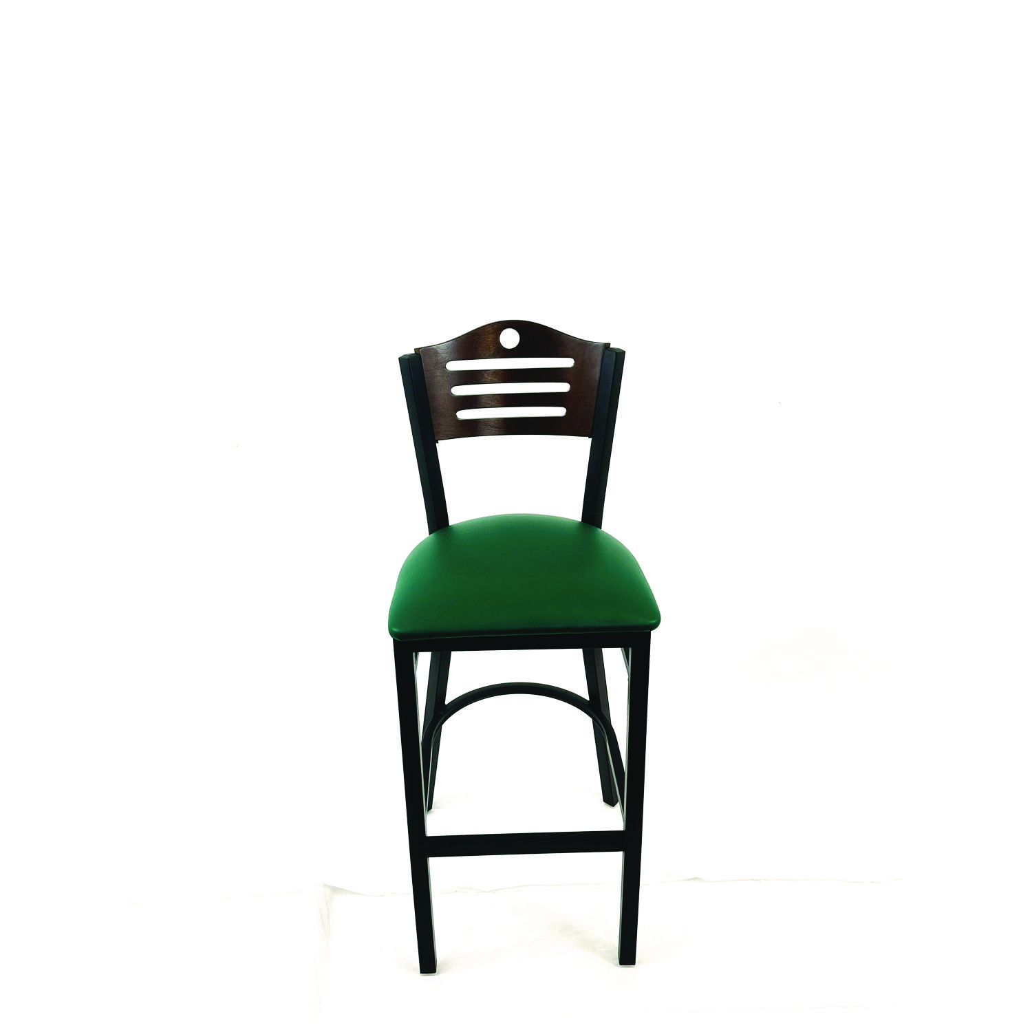 JMC Furniture Eagle Series Barstool, Supports Up to 300 lb, 28.5 Seat Height, Green Seat, Dark Walnut Back, Black Base