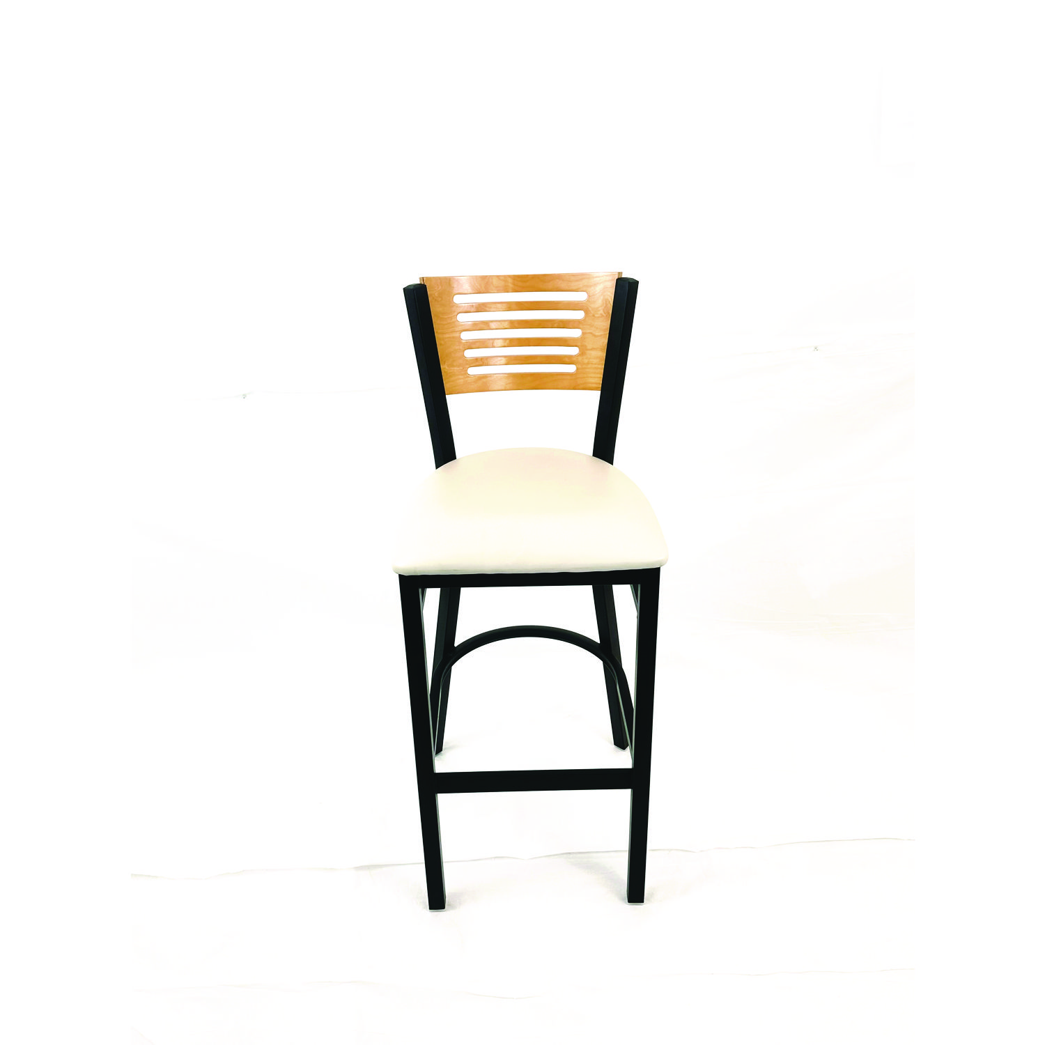 JMC Furniture Jones River Series Barstool, Supports Up to 300 lb, 28.5 Seat Height, Cream Seat, Natural Back, Black Base