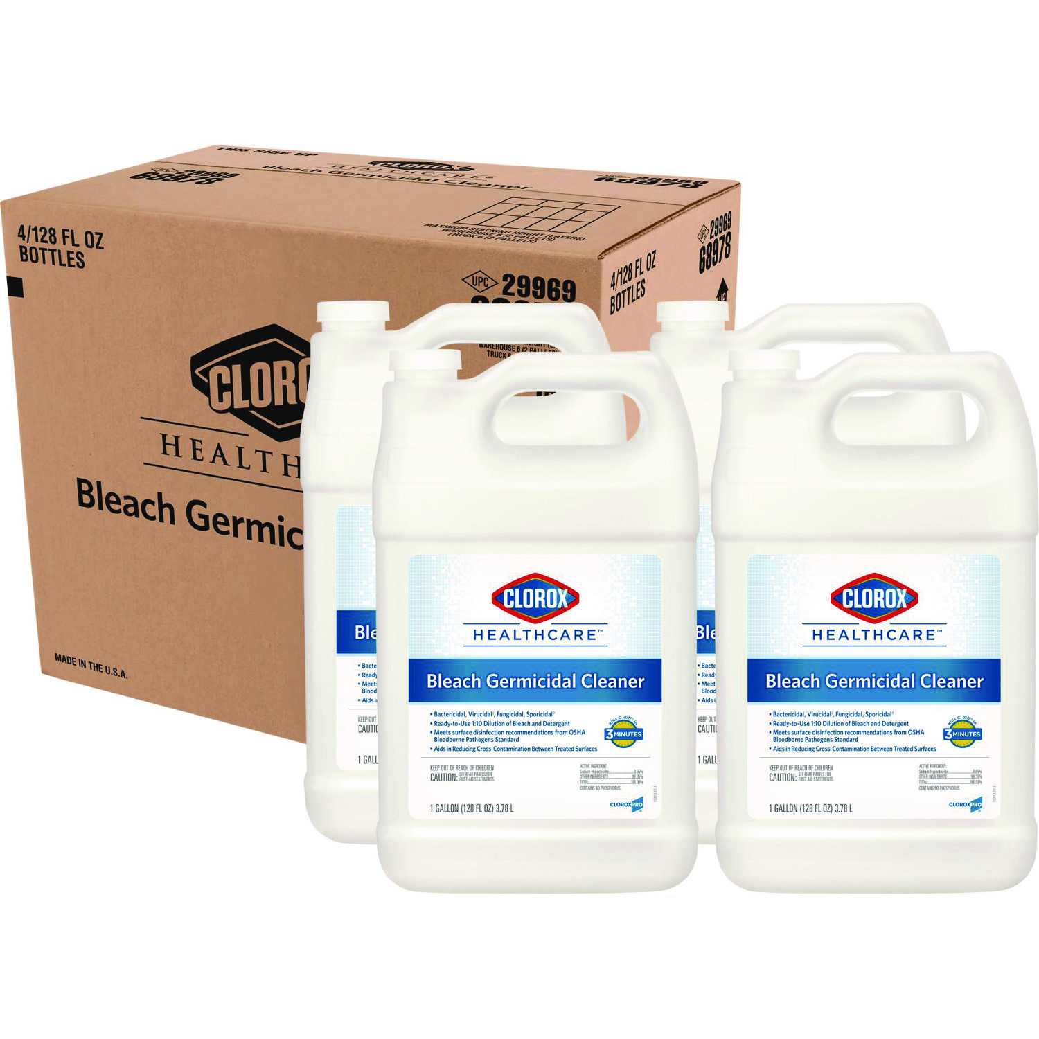 Bleach Germicidal Cleaner, 128 oz Refill Bottle, 4/Carton