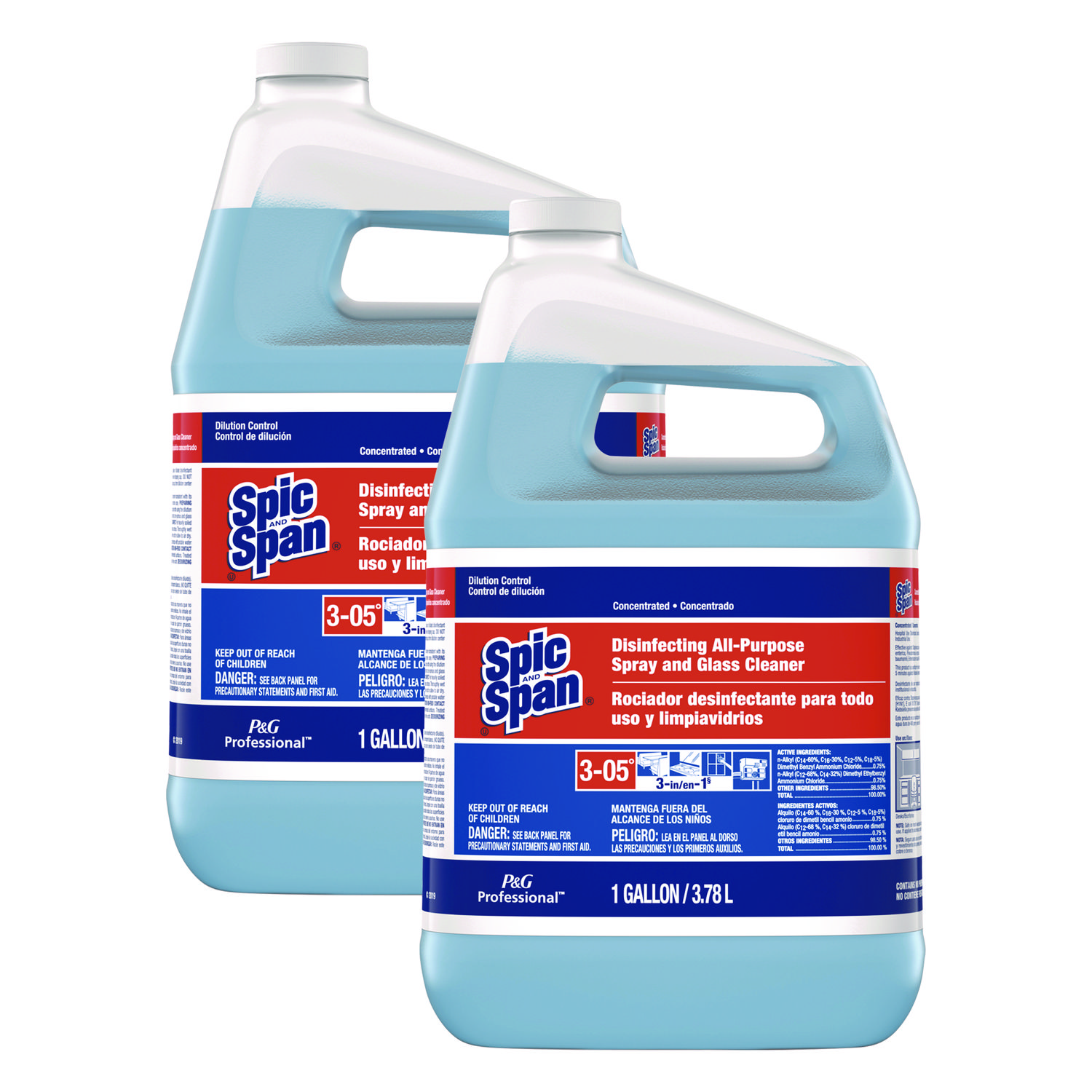 Disinfecting All-Purpose Spray and Glass Cleaner, Concentrated, 1 gal, 2/Carton