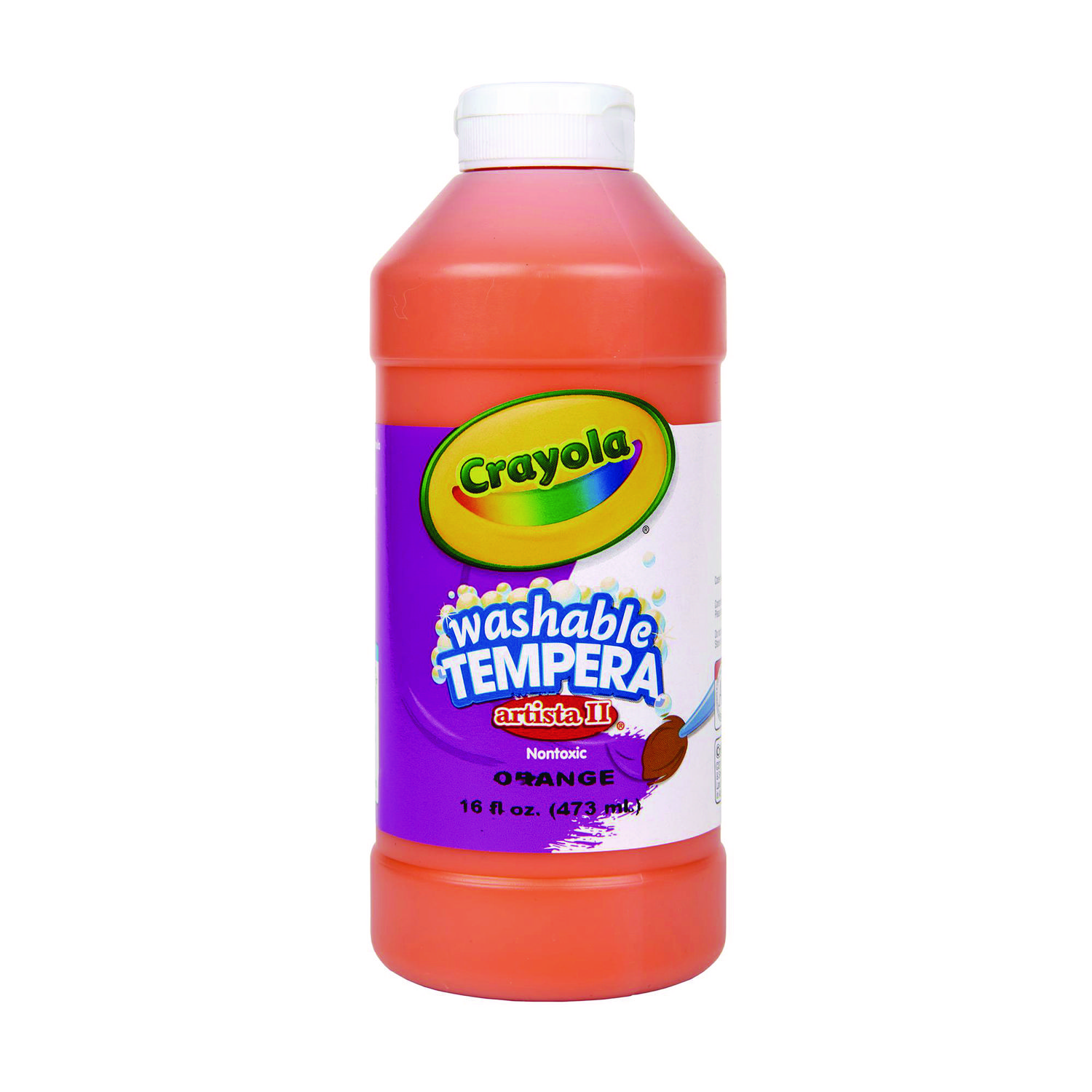 Artista II Washable Tempera Paint, Orange, 16 oz Bottle