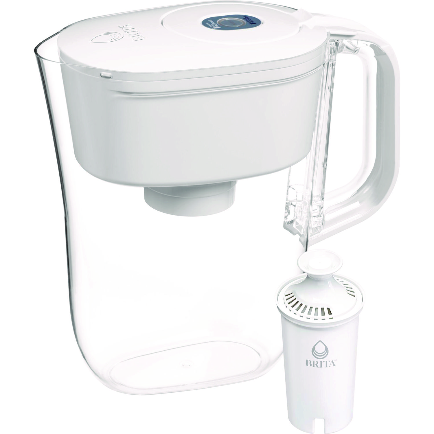 Small 6-Cup Water Filter Pitcher with 1 Standard Filter, Bright White/Clear