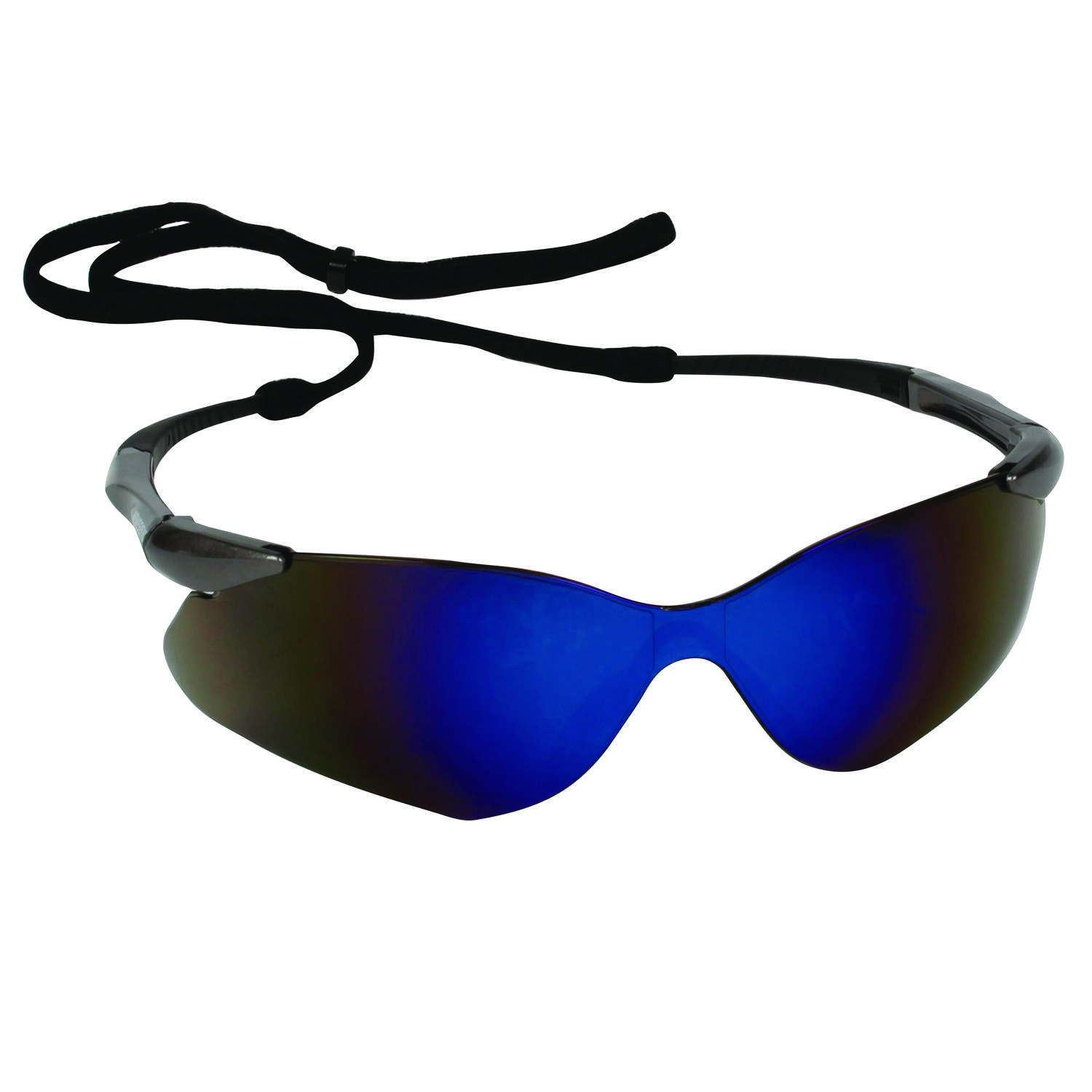 KleenGuard™ Nemesis Safety Glasses, Gunmetal Nylon Frame, Blue Polycarbonate Lens