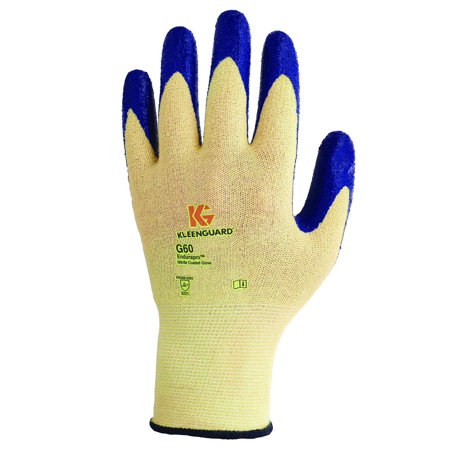 G60 Nitrile Coated Cut Resistant Gloves, Large (Size 9), Blue/Yellow, 12 Pairs/Pack