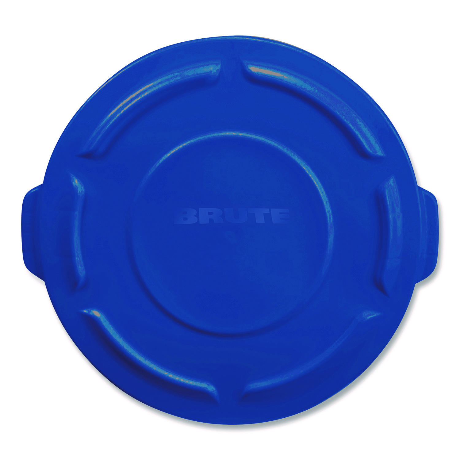 BRUTE Self-Draining Flat Top Lid for 55 gal Round Brute Containers, 26.75" Diameter, Blue, 3/Carton