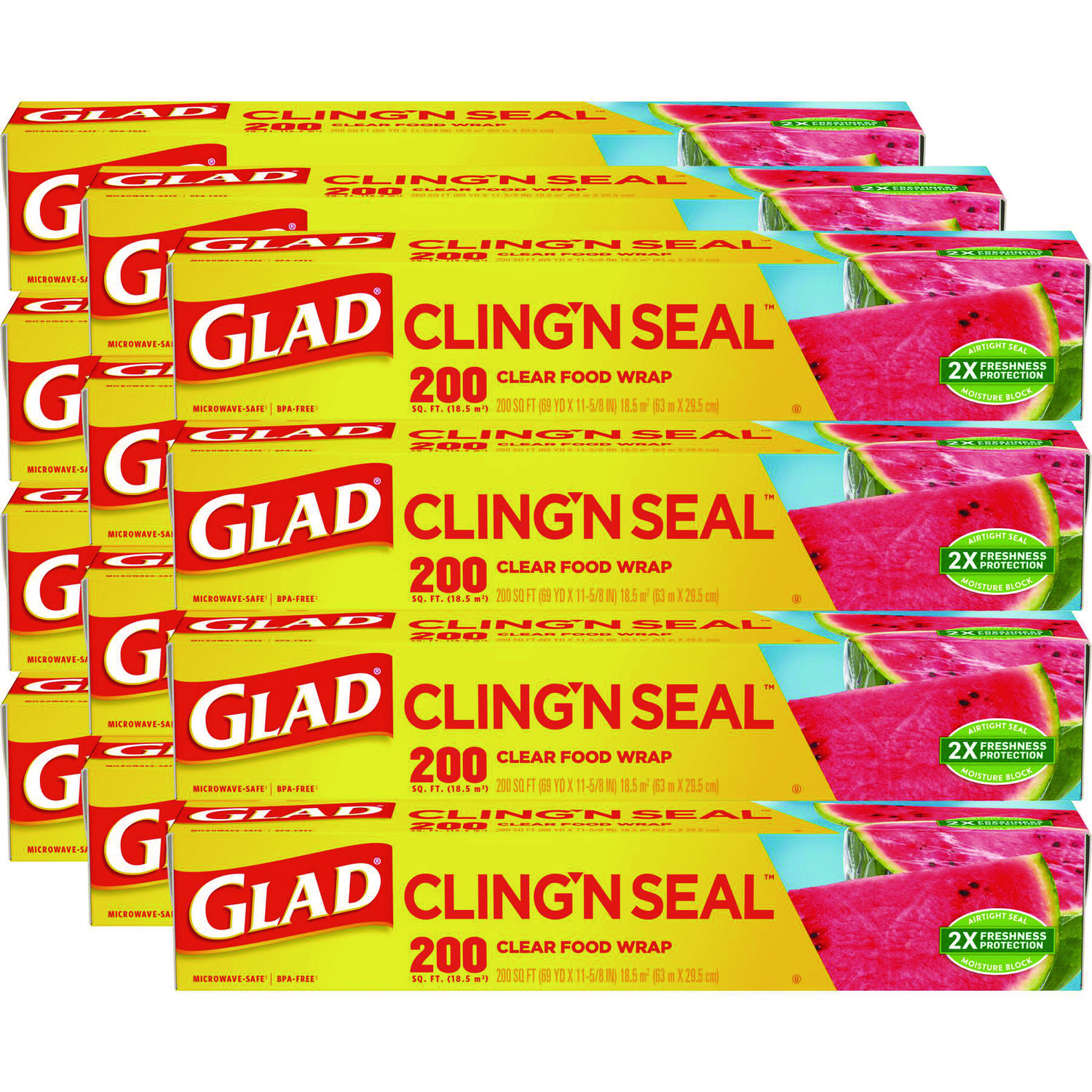 Cling’N Seal Plastic Food Wrap, 200 Square Foot Roll, Clear, 12 Rolls/Carton