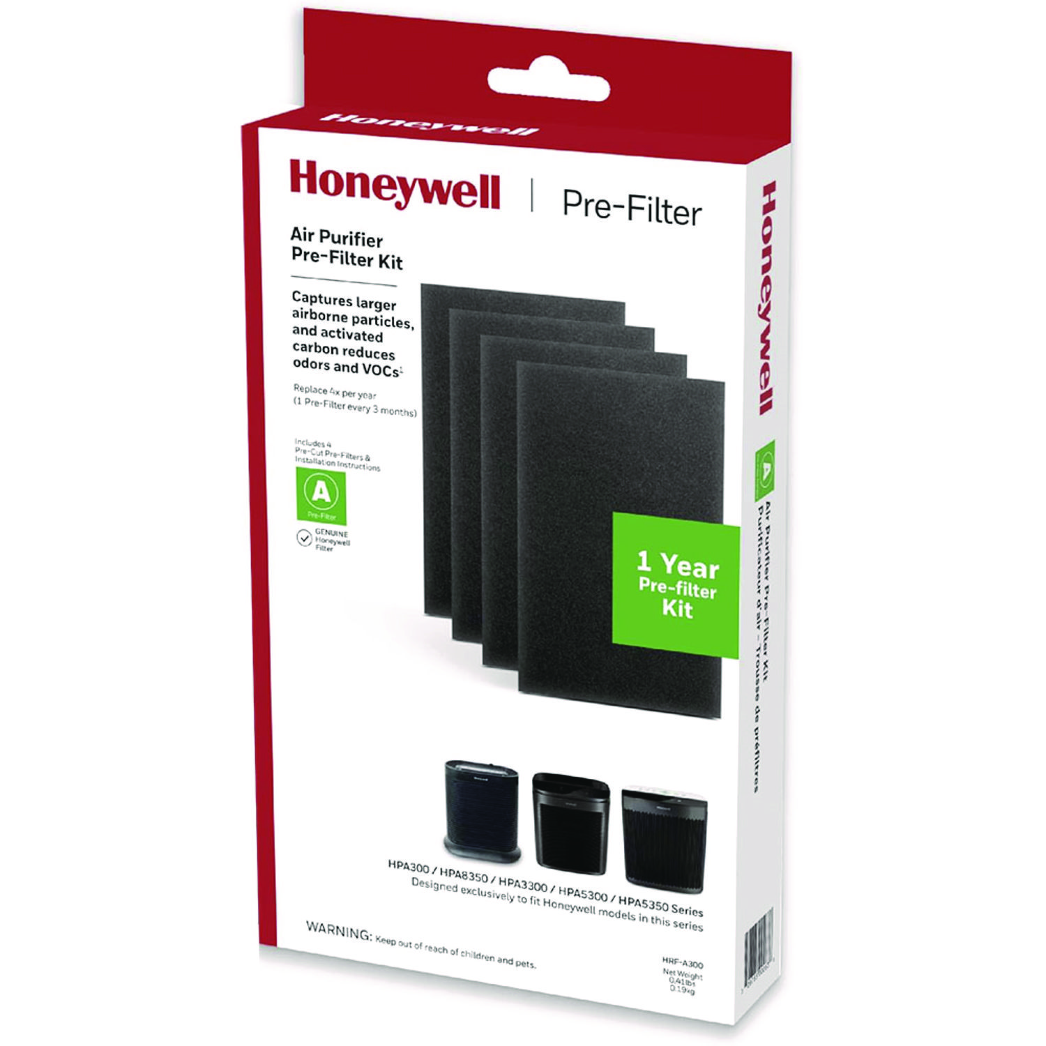 Honeywell Pre-Cut Carbon Pre-Filter, Box of 4 Filters