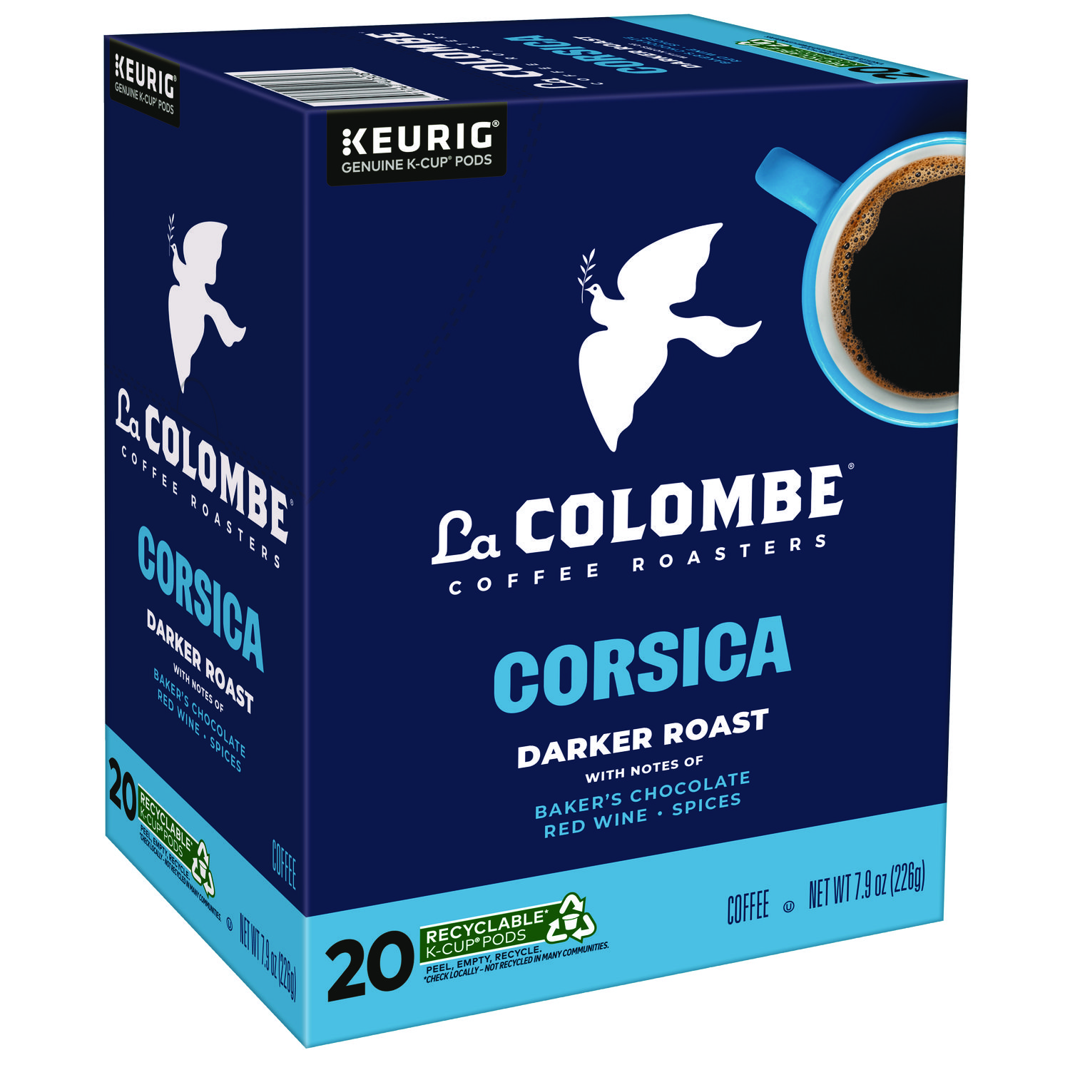 Coffee K-Cup Pods, Corsica Dark Roast, 20/Box