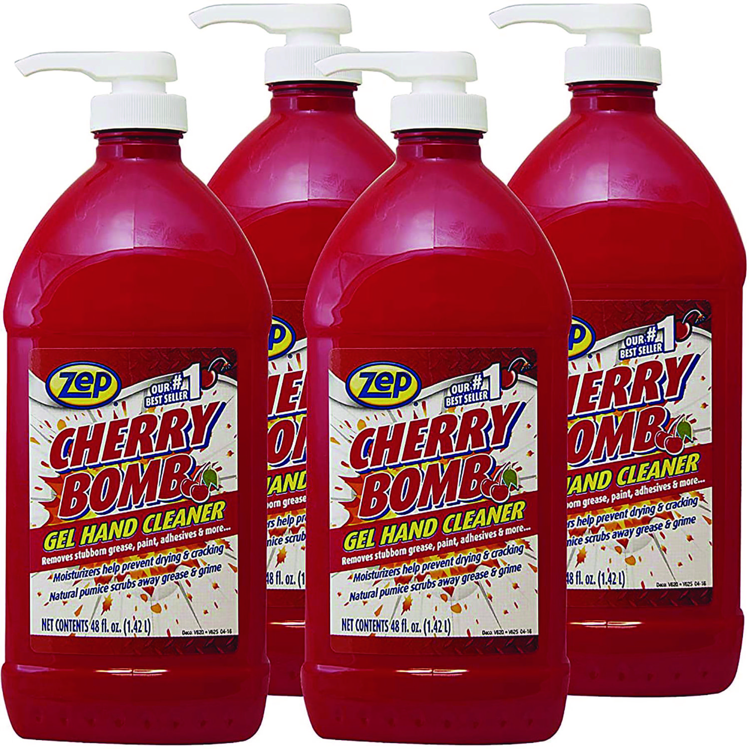 Cherry Bomb Gel Hand Cleaner, Cherry Scent, 48 oz, 4/Carton