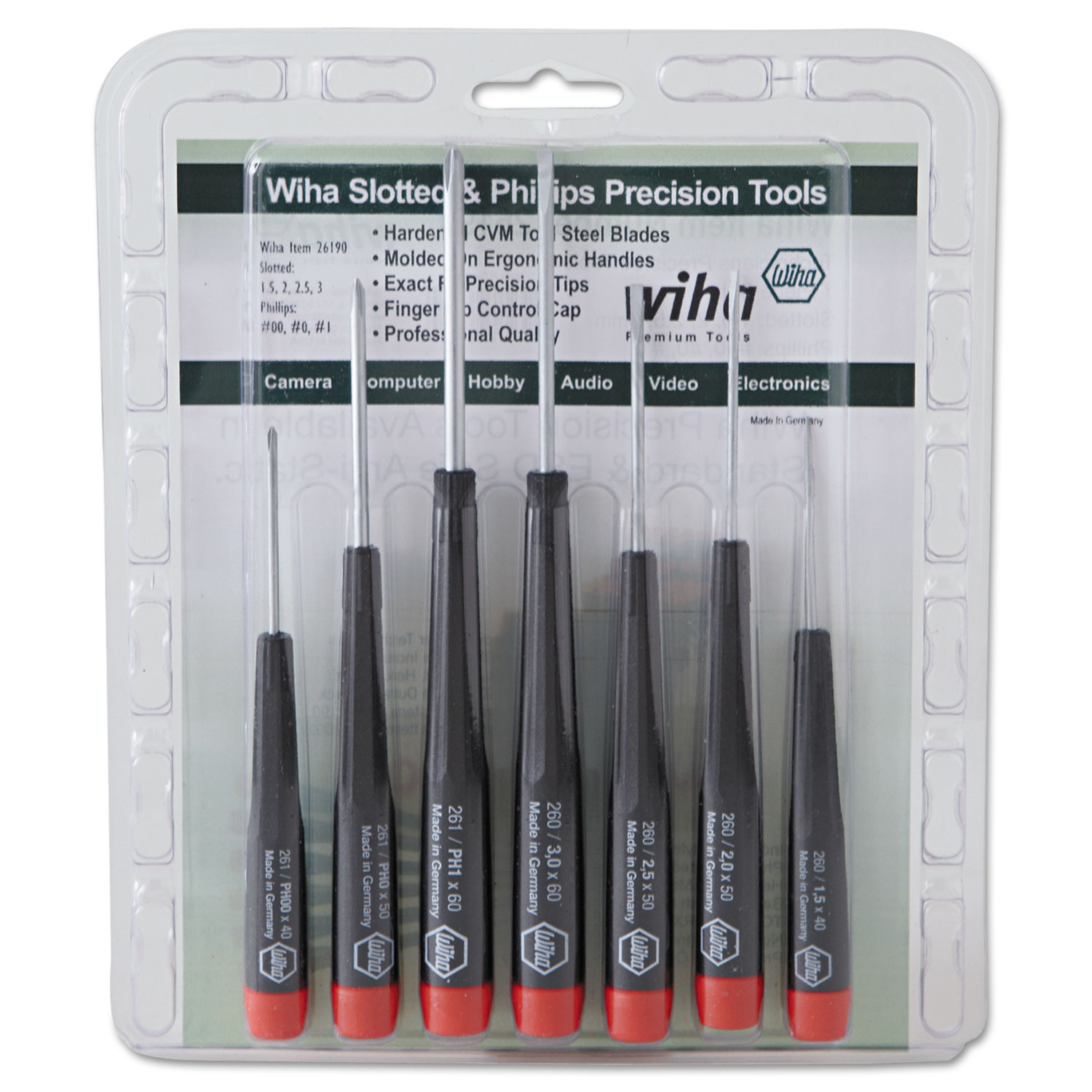 7-Piece Precision Screwdriver Set, 4 slotted, 3 Phillips, Steel Alloy Blade