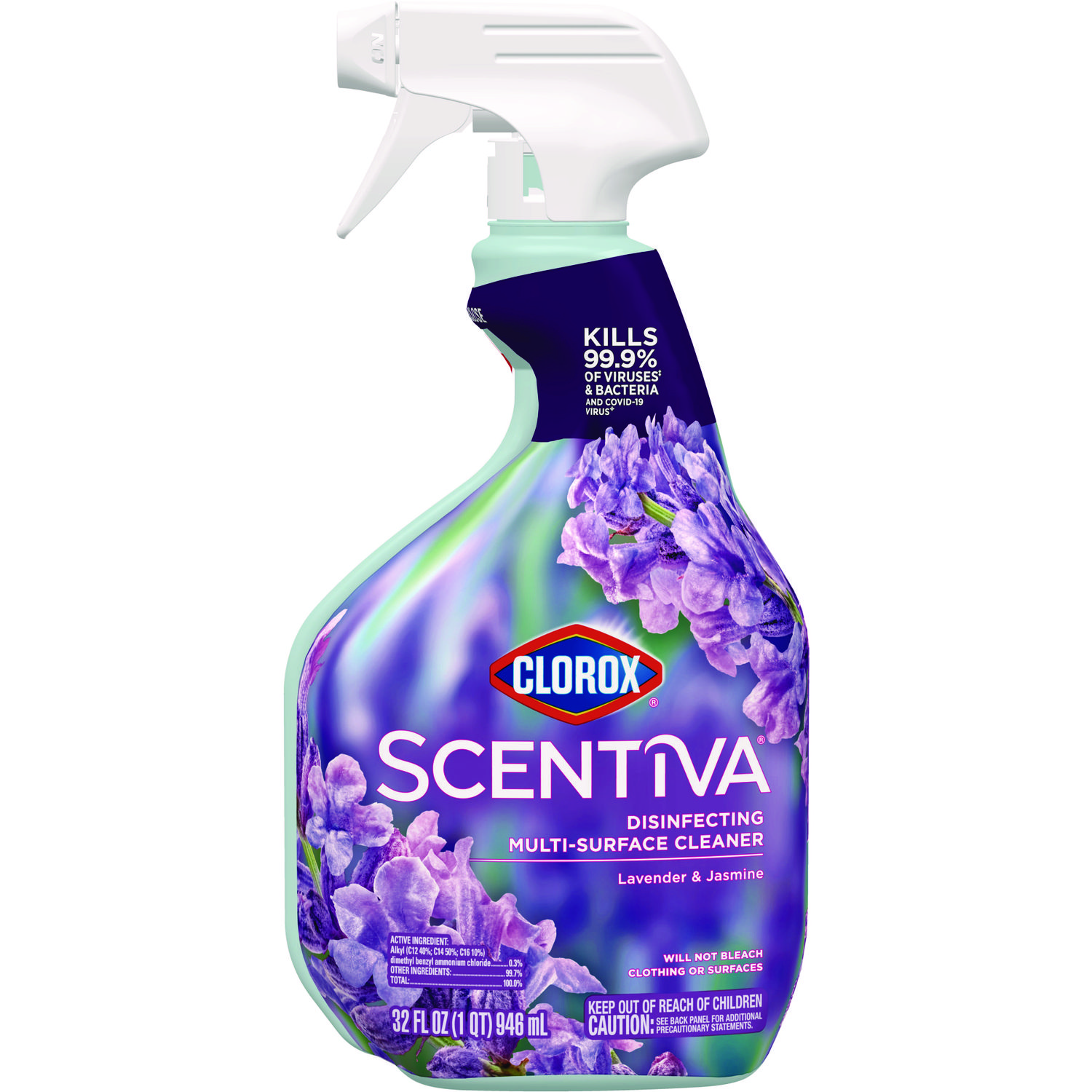 Clorox® Scentiva Disinfecting Multi-Surface Cleaner, Lavender and Jasmine, 32 oz Spray Bottle