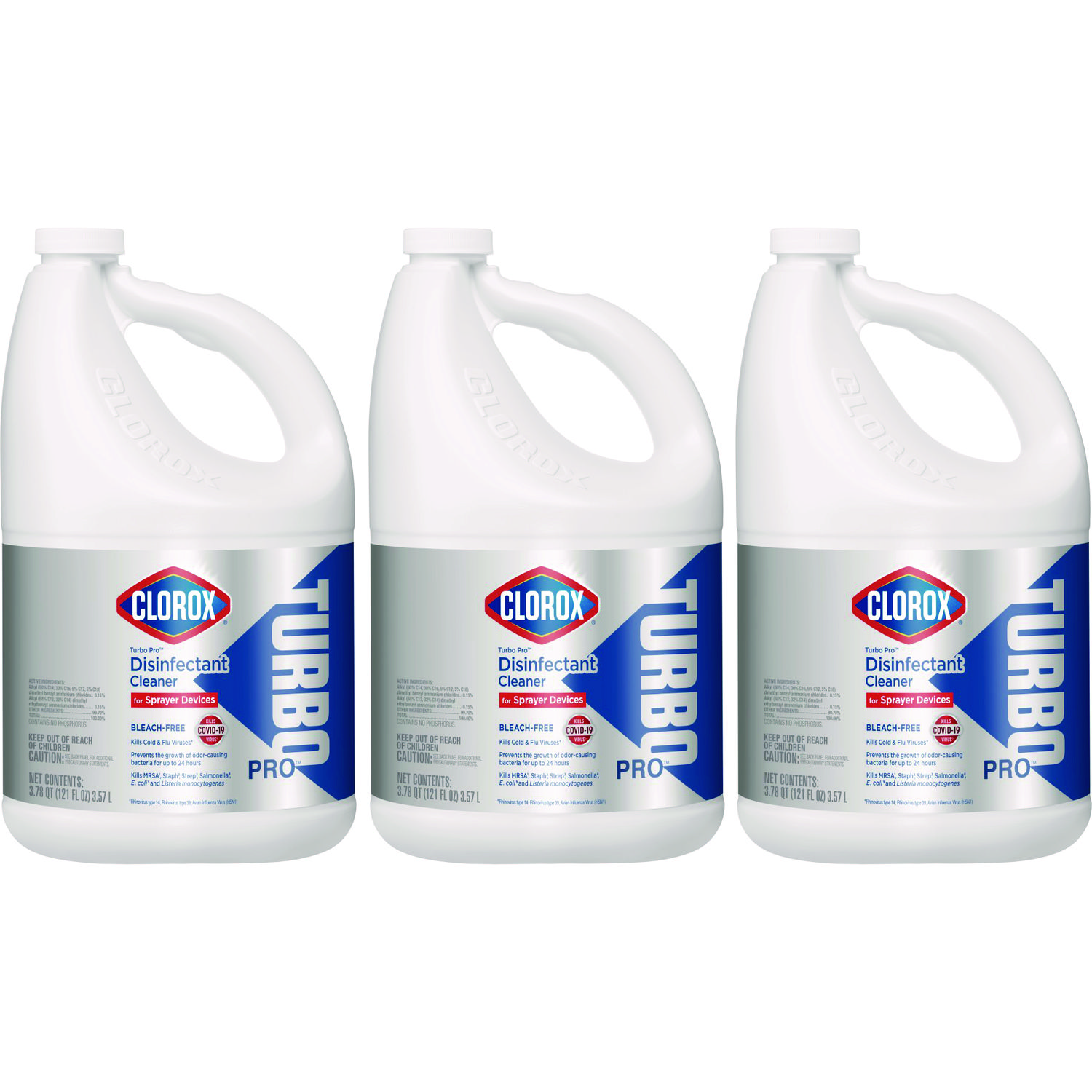 Turbo Pro Disinfectant Cleaner for Sprayer Devices, 121 oz Bottle, 3/Carton