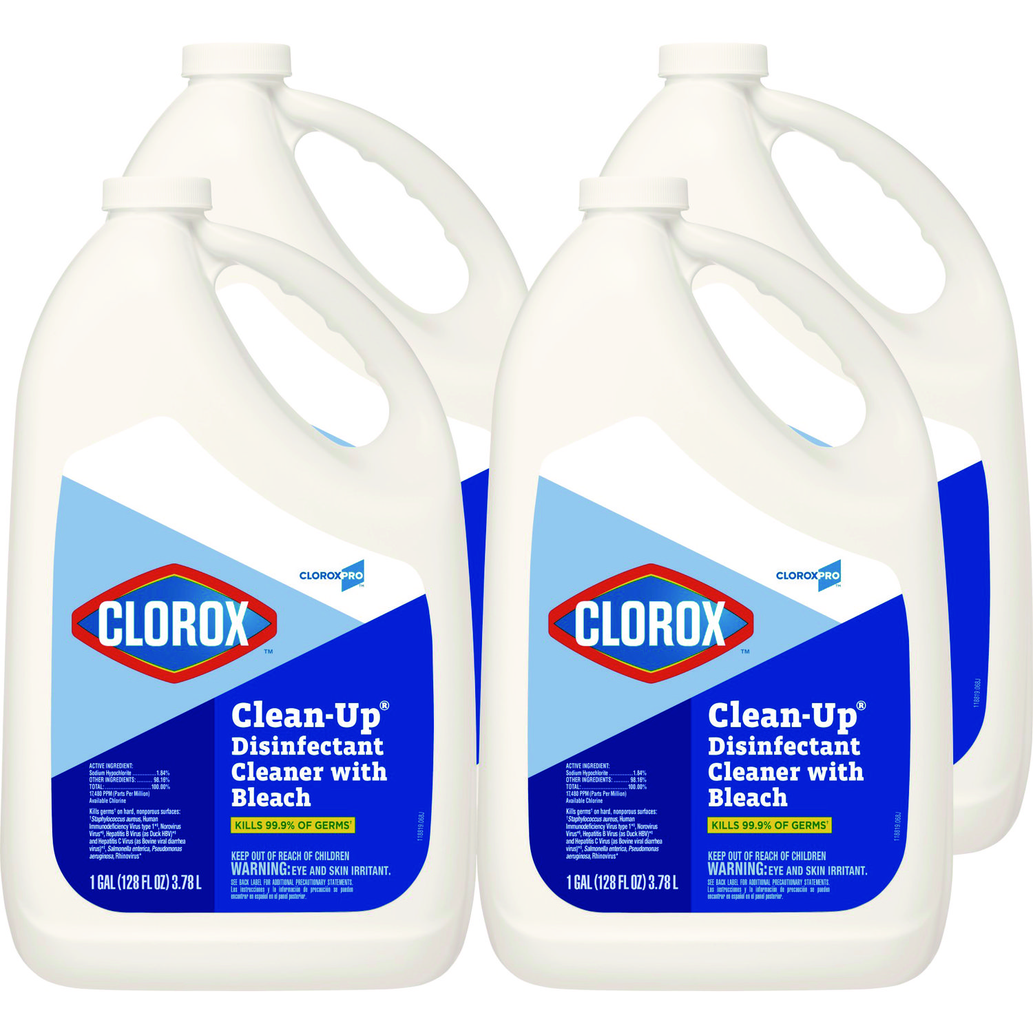 CloroxPro Clean-Up Disinfectant Cleaner with Bleach, 128 oz Refill Bottle, 4/Carton