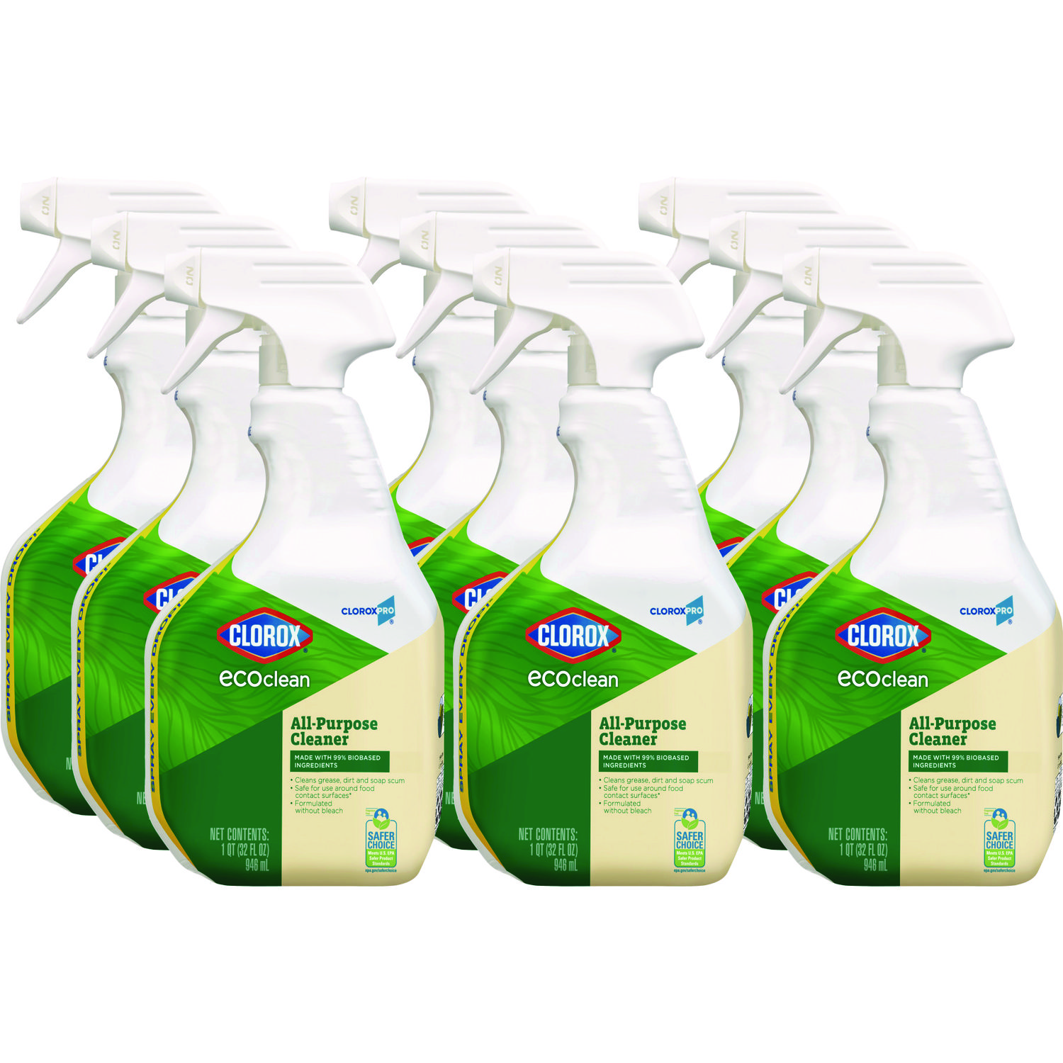 Clorox® Clorox Pro EcoClean All-Purpose Cleaner, Unscented, 32 oz Spray Bottle, 9/Carton