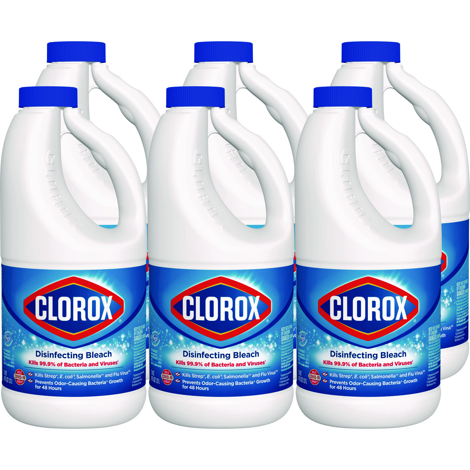 Concentrated Regular Disinfecting Bleach, 43 oz Bottle, 6/Carton