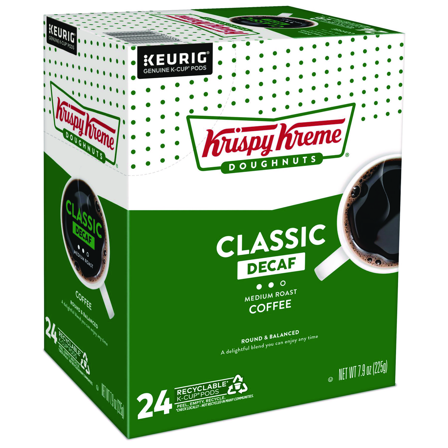 Classic Decaf Coffee K-Cups, Medium Roast, 24/Box