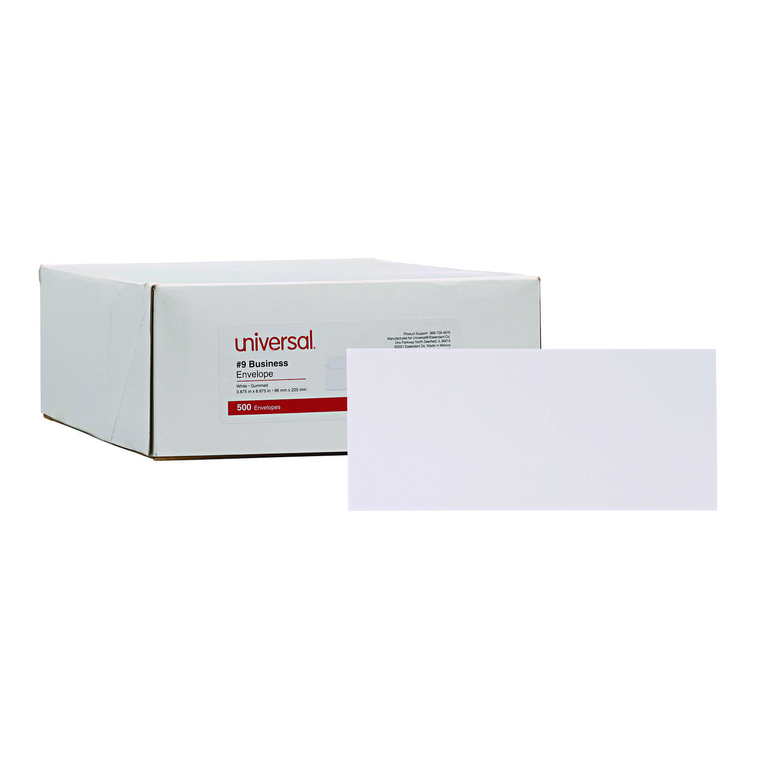 Open-Side Business Envelope, #9, Square Flap, Gummed Closure, 3.88 x 8.88, White, 500/Box