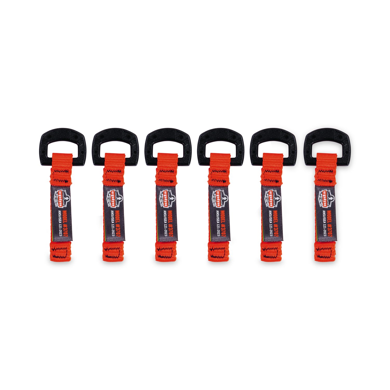 Squids 3707 Web Tool Tether Attachment w/ Non-Conductive D-Ring Tool Tails, 2 lb Max Working Capacity, 3.5", Orange, 6/Pack