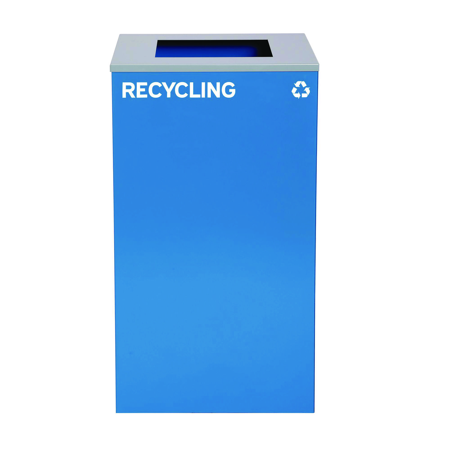 29 Gallon Trash/Recycling Cans, Steel, Blue Recycling Can with Square Lid