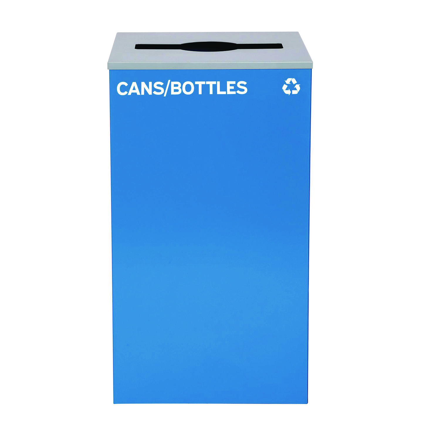 29 Gallon Trash/Recycling Cans, Steel, Blue Cans/Bottles Recycling Can with Mixed Lid