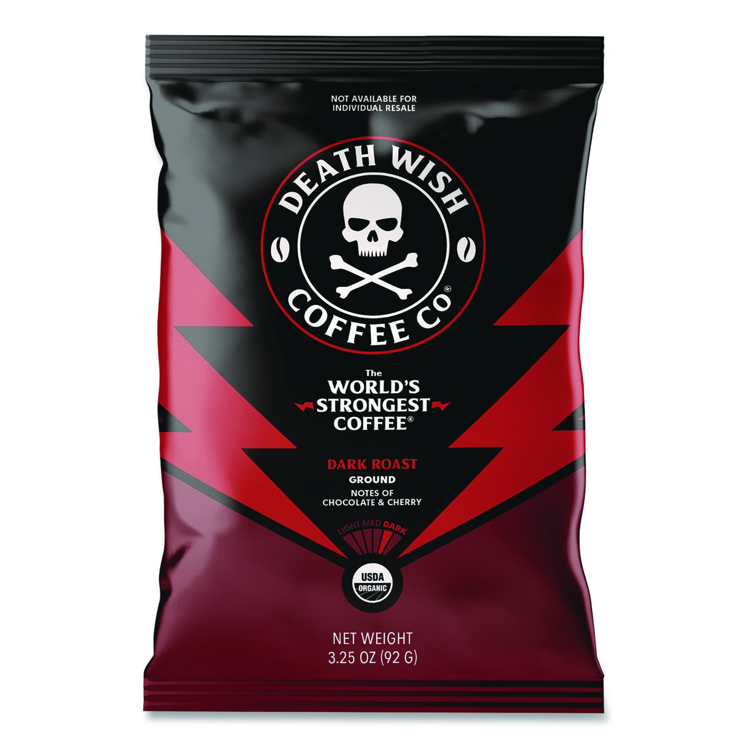 Death Wish Coffee Co. Coffee Frac Pack, Regular, 3.25 oz Fraction Pack, 25/Carton