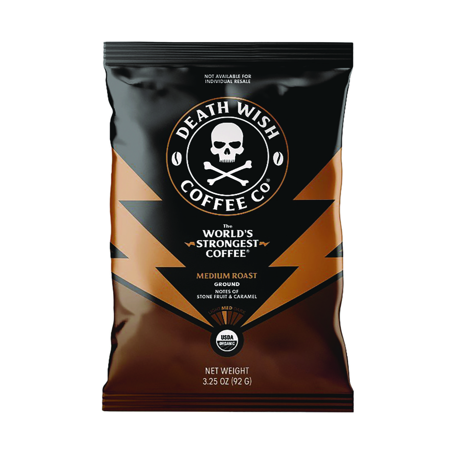 Death Wish Coffee Co. Medium Roast Coffee Frac Pack, Regular, 3.25 oz, 25/Carton