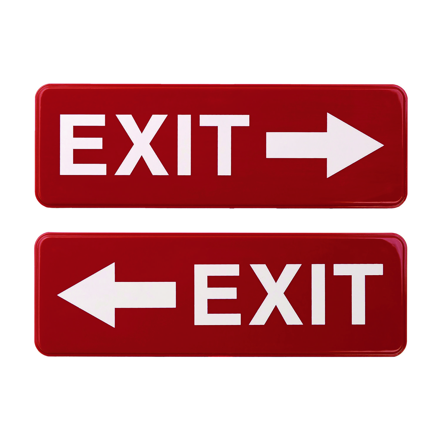 Excello Global Products® Emergency Exit Indoor/Outdoor Wall Sign, 9 x 3, Red Face, White Graphics, 2/Pack