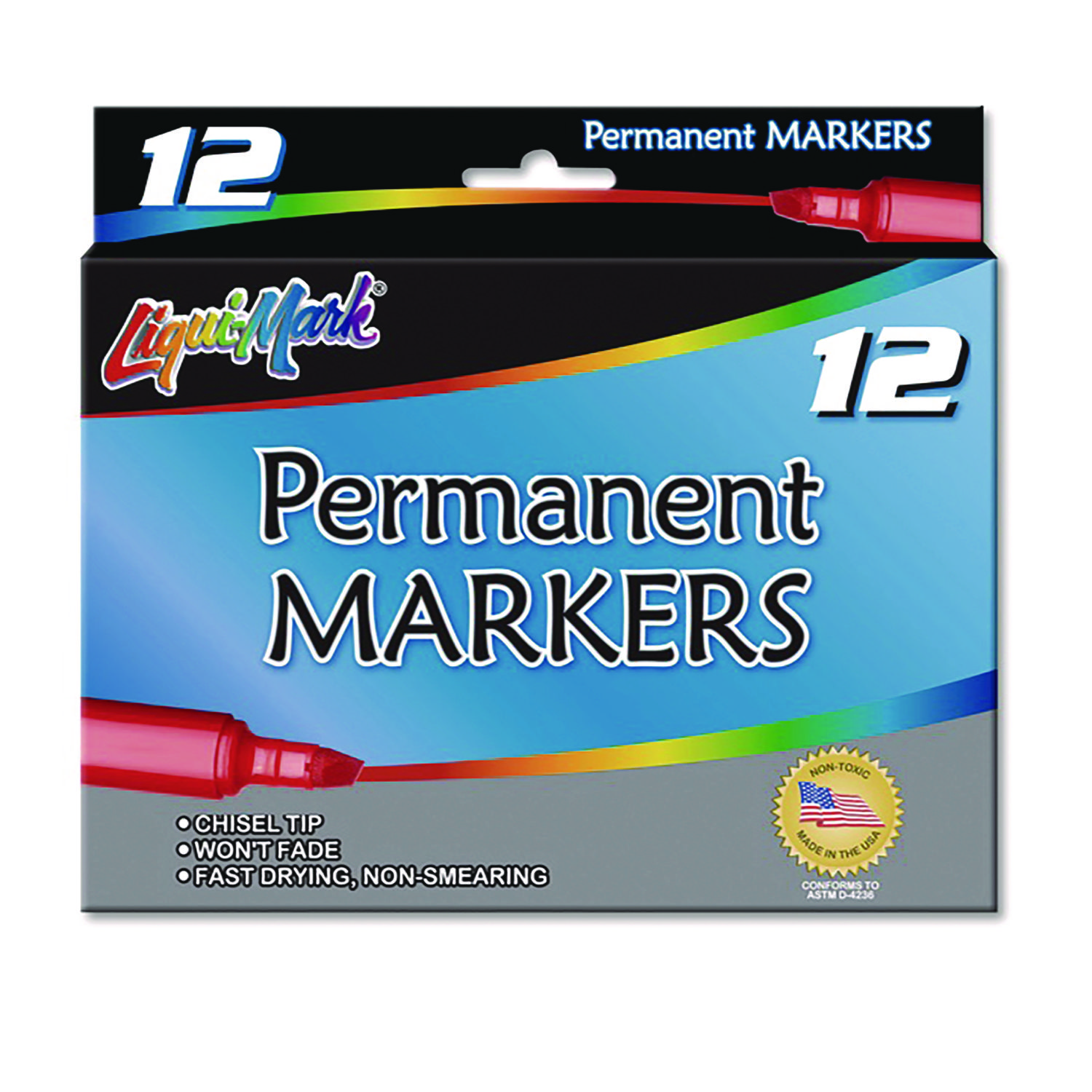 Liqui-Mark® Permanent Marker, Chisel Tip, Black, Dozen