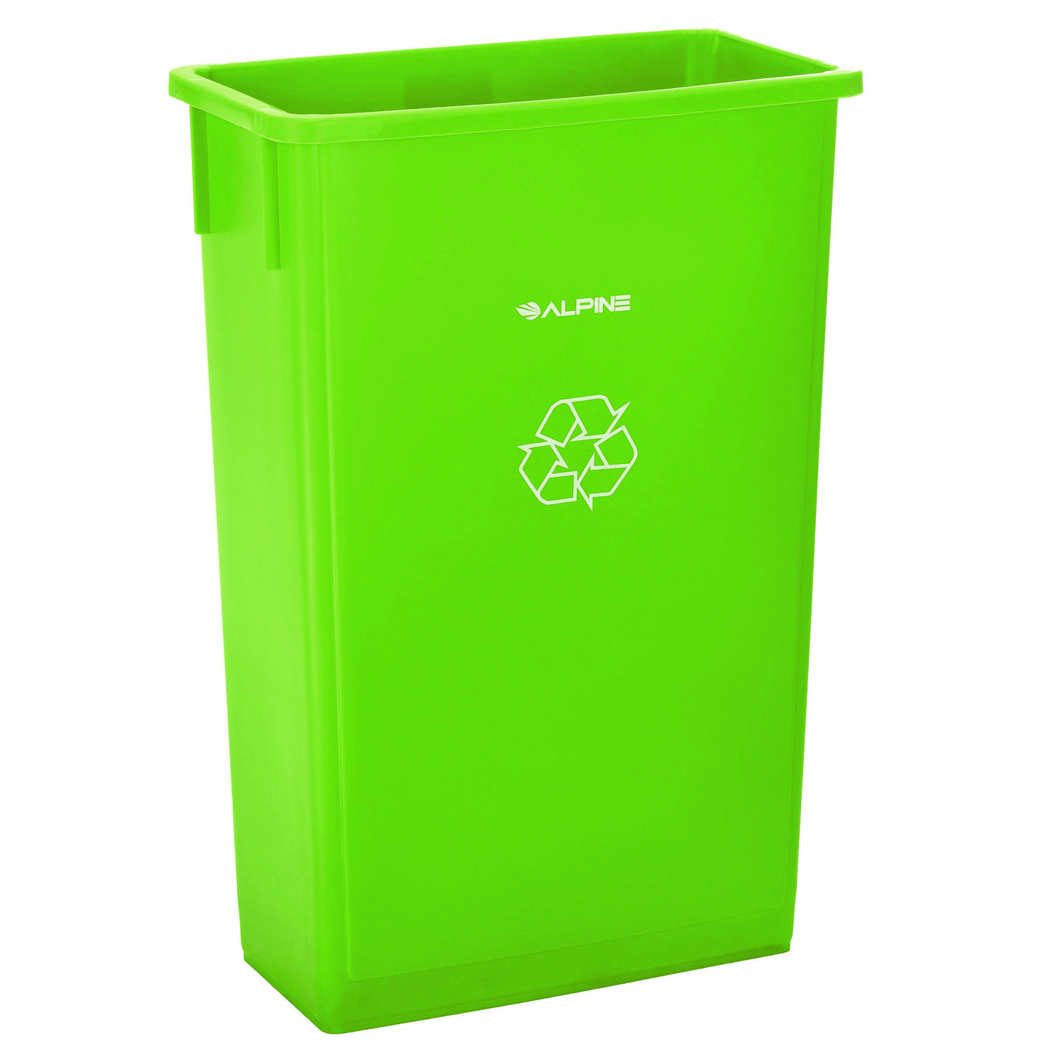 Slim 23 Gallon Recycling Bin, Plastic, Lime Green