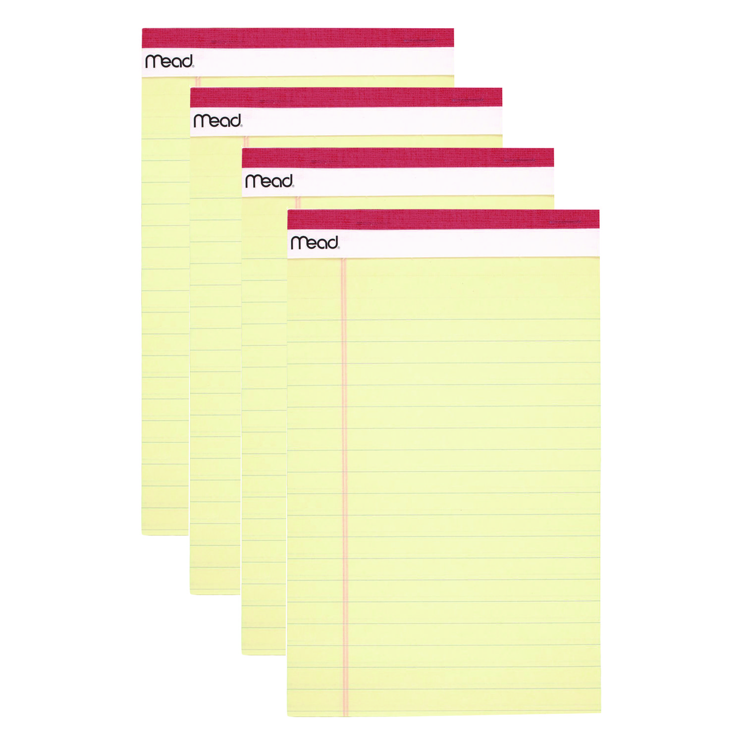 Mead® Notepad, Wide/Legal Rule, 50 Canary 5 x 8 Sheets, 4/Pack