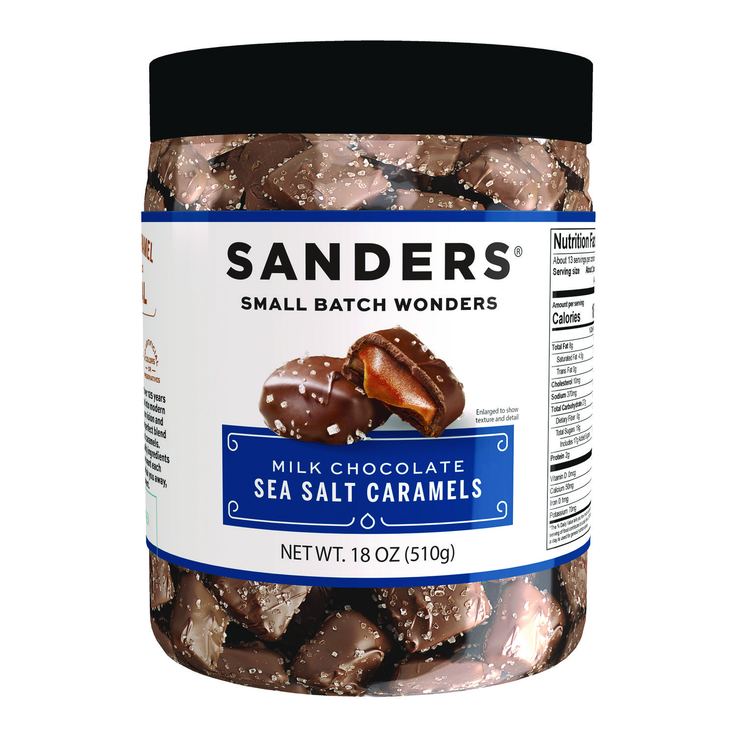 Sanders® Small Batch Wonders Milk Chocolate Sea Salt Caramels, 18 oz Tub