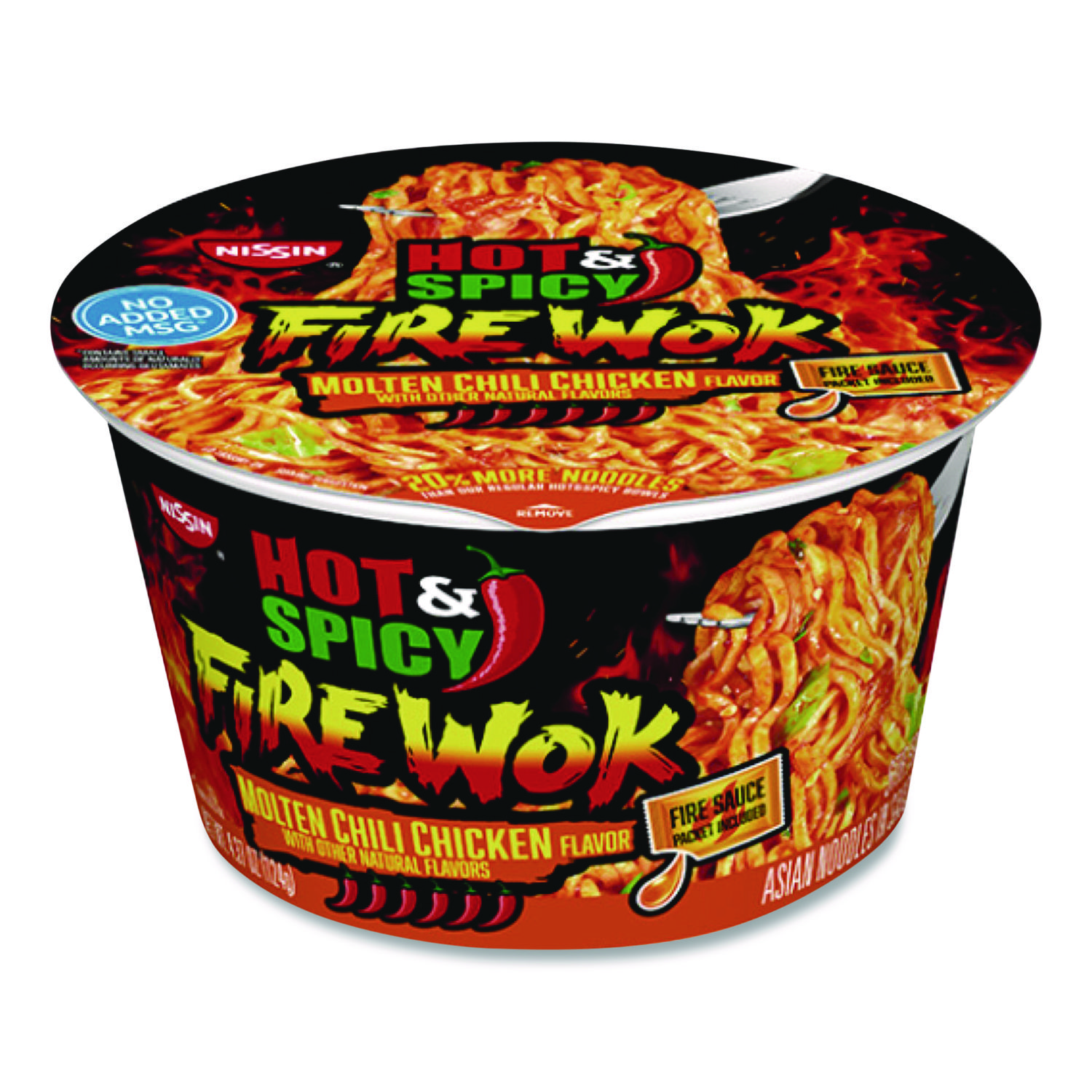 Nissin® Hot and Spicy Fire Wok Molten Chili Chicken, 4.37 oz Bowl, 6/Carton