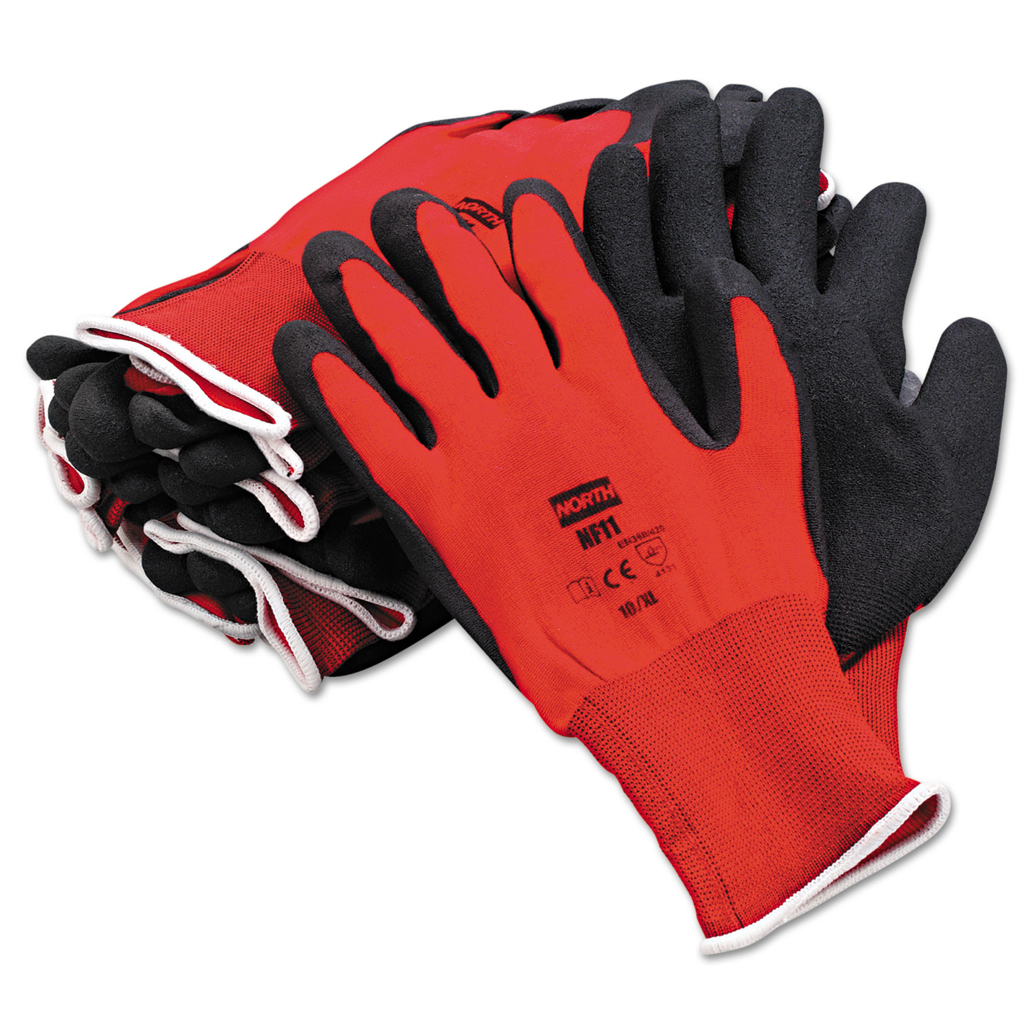  North Safety NF11/10XL NorthFlex Red Foamed PVC Gloves, Red/Black, Size 10/XL, 12 Pairs (NSPNF1110XL) 