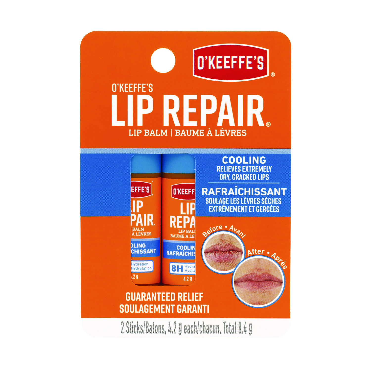 Lip Repair Cooling Lip Balm, 0.15 oz Stick, 2/Pack