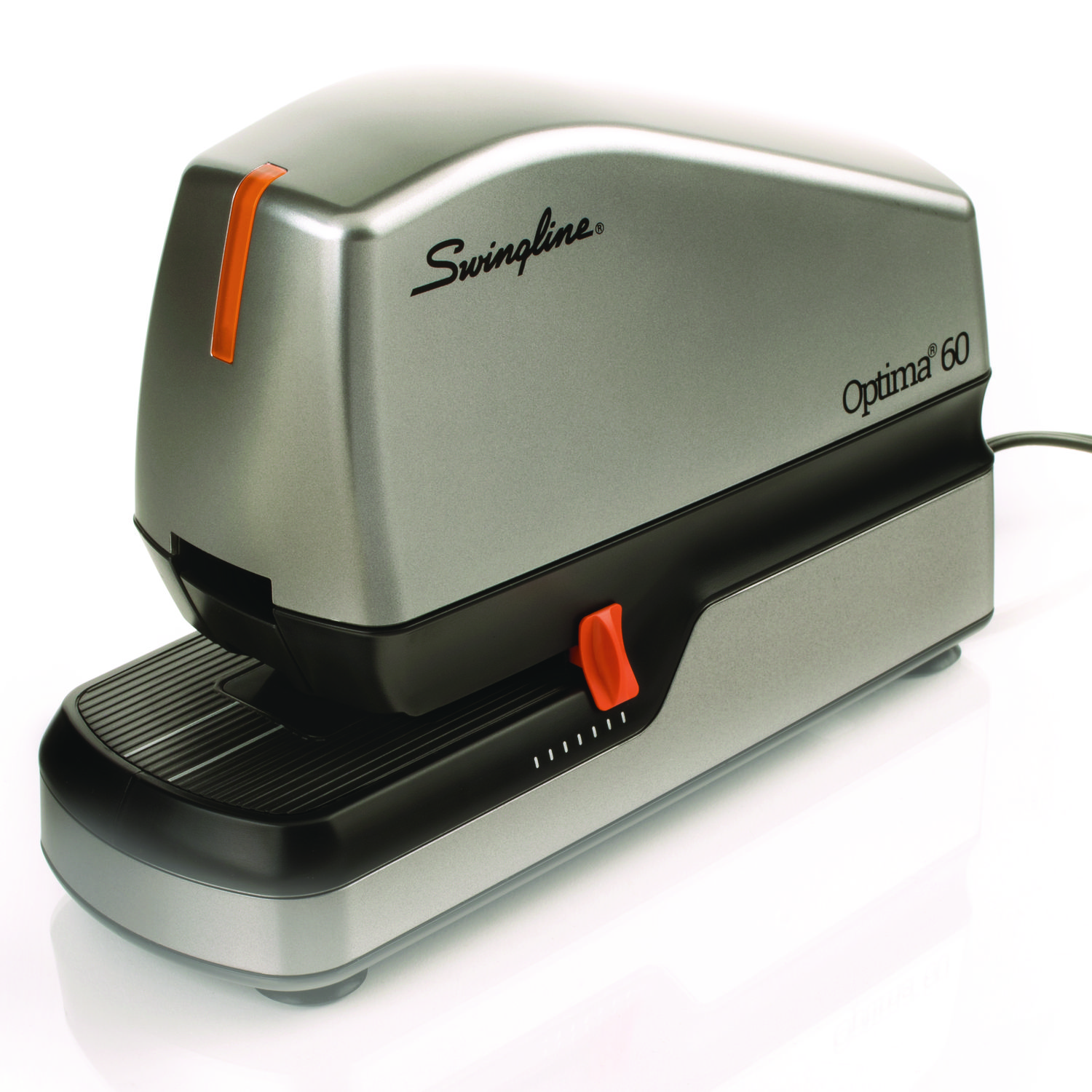 Optima 60 Electric Stapler, 60-Sheet Capacity, Silver/Black/Orange