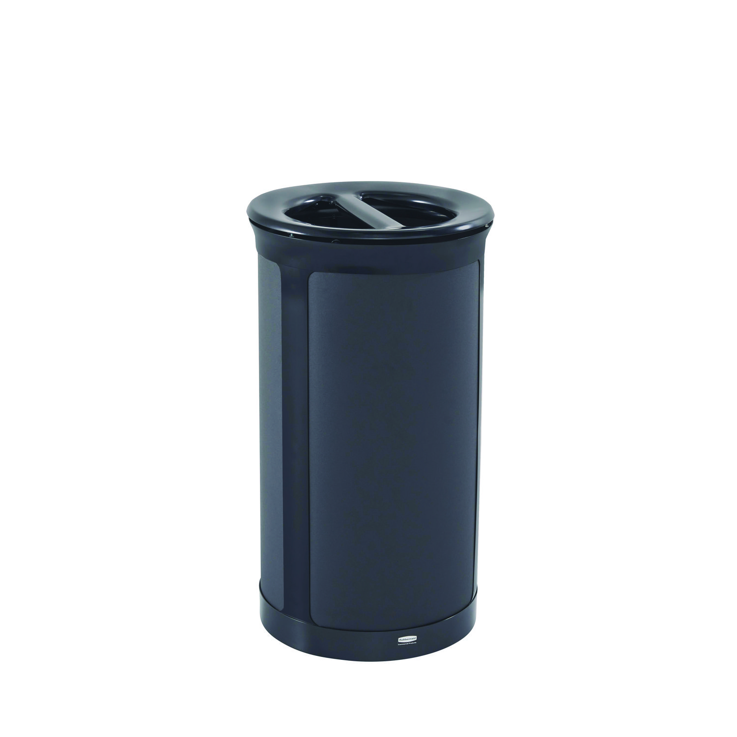 ENHANCE Series Waste Receptacle, Dual Top Hole, 33 gal, Metal, Jet Black Metallic