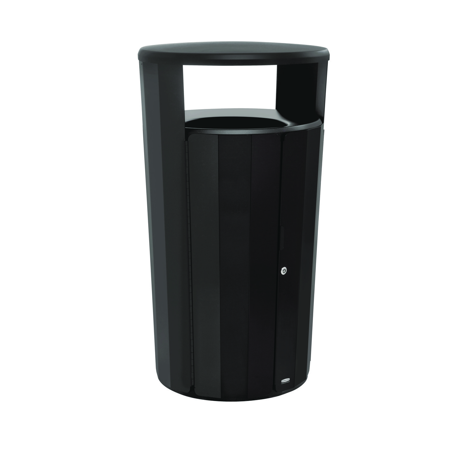 RESIST Round Waste Container, 45 gal, Metal, Textured Black/Black Gloss