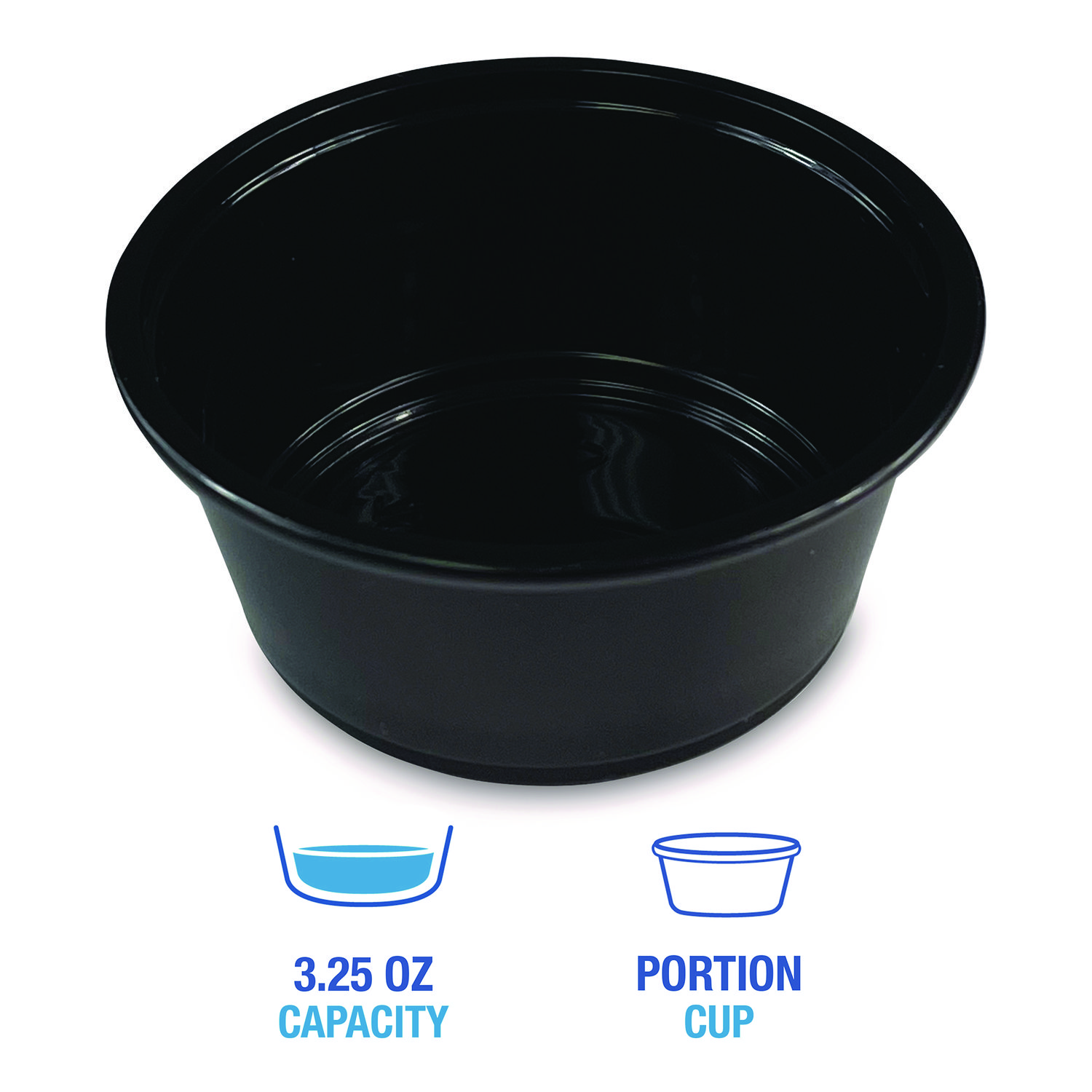 Souffle/Portion Cups, 3.25 oz, Plastic, Black, 2,500/Carton -  myEliteProducts